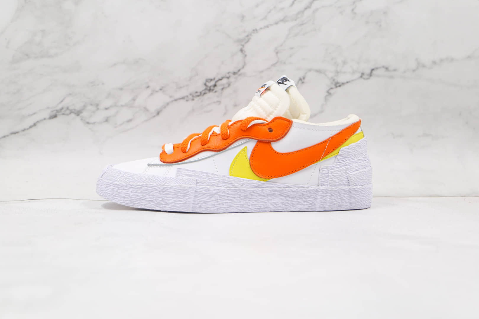耐克Nike Blazer Low x Sacai联名款纯原版本低帮开拓者白橙黄解构板鞋原档案数据开发 货号:DD1877-100