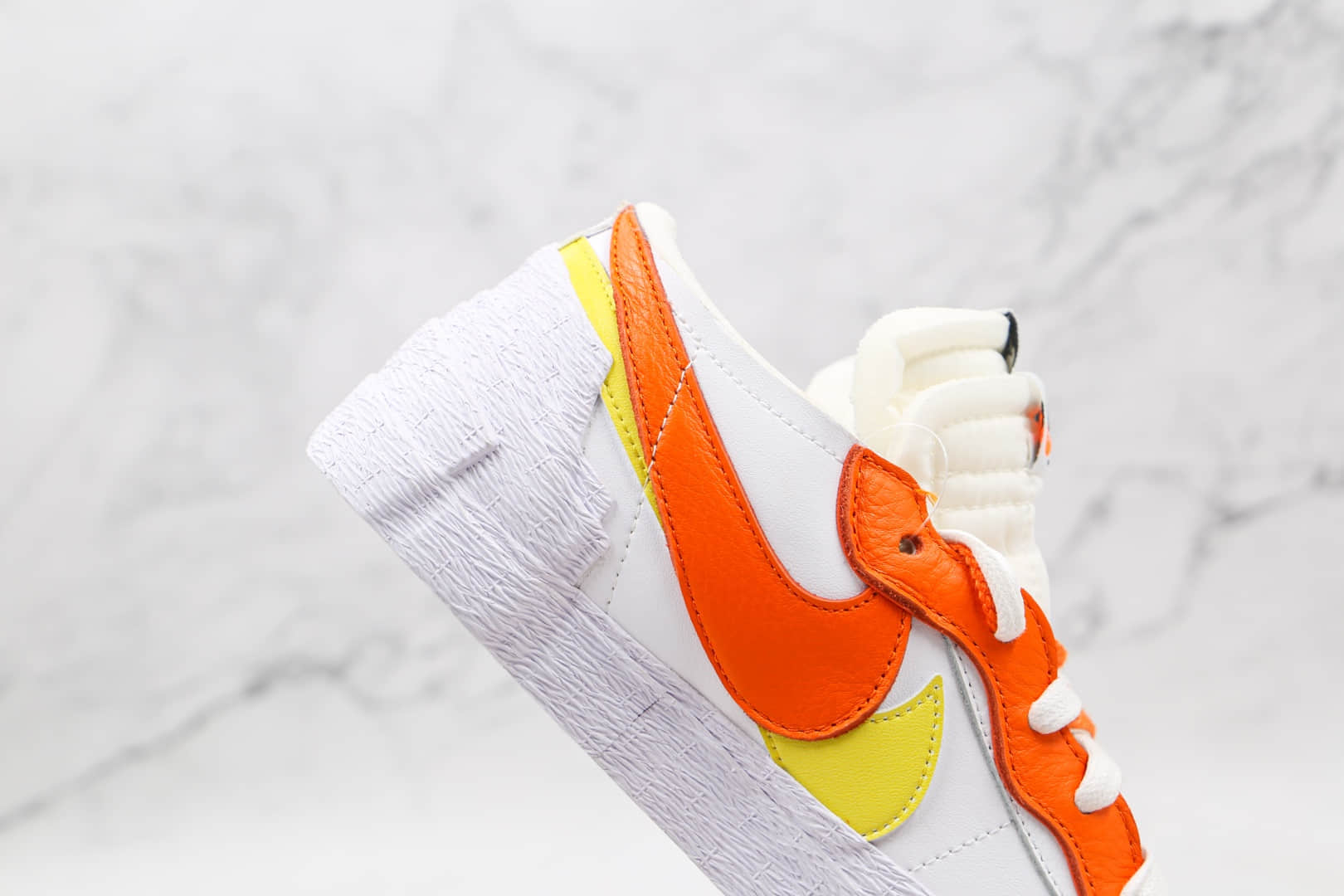 耐克Nike Blazer Low x Sacai联名款纯原版本低帮开拓者白橙黄解构板鞋原档案数据开发 货号:DD1877-100