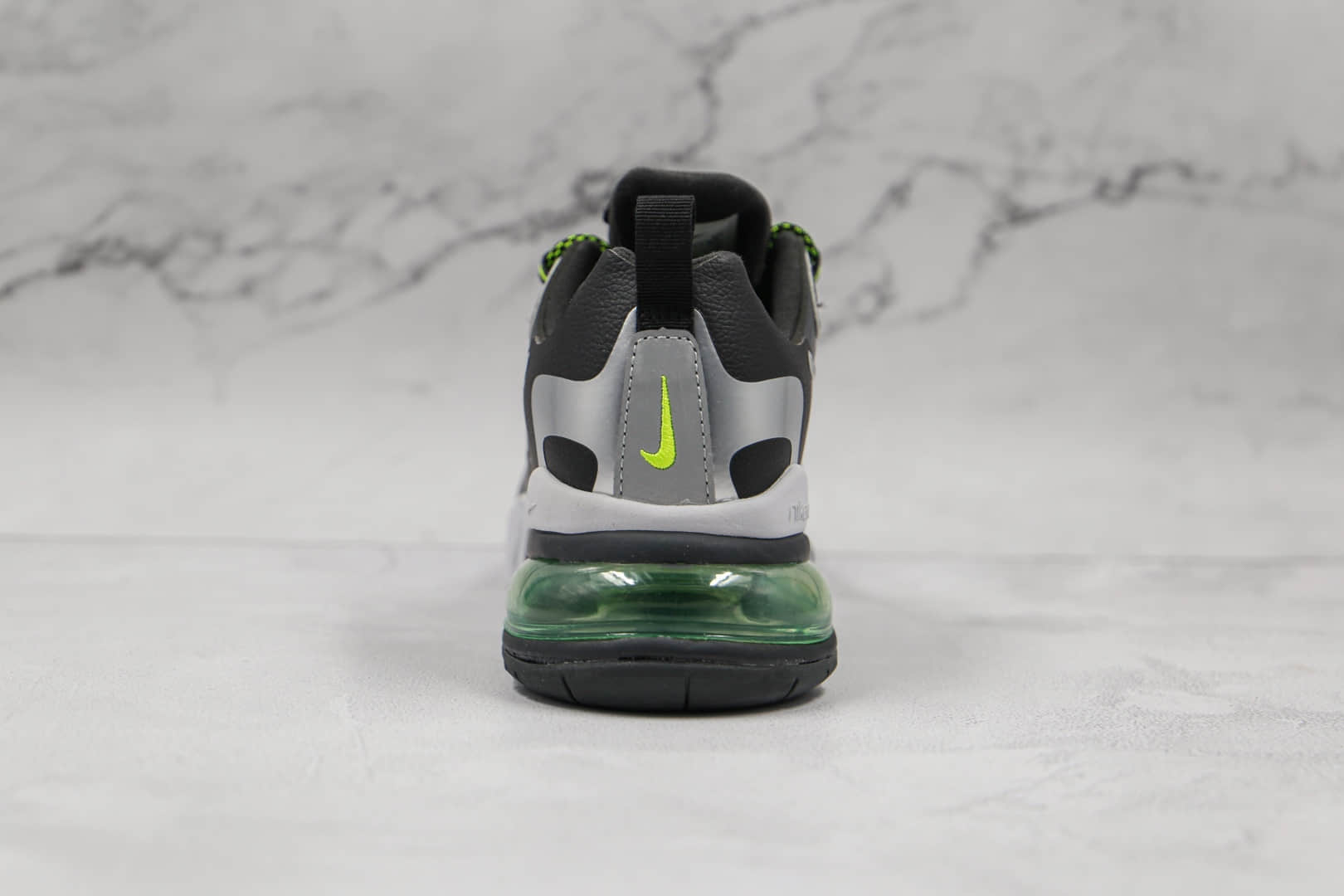 耐克Nike Air Max 270 React纯原版本半掌气垫Max270赛车系列黑绿银色内置真小潘气垫 货号:CT1647-001