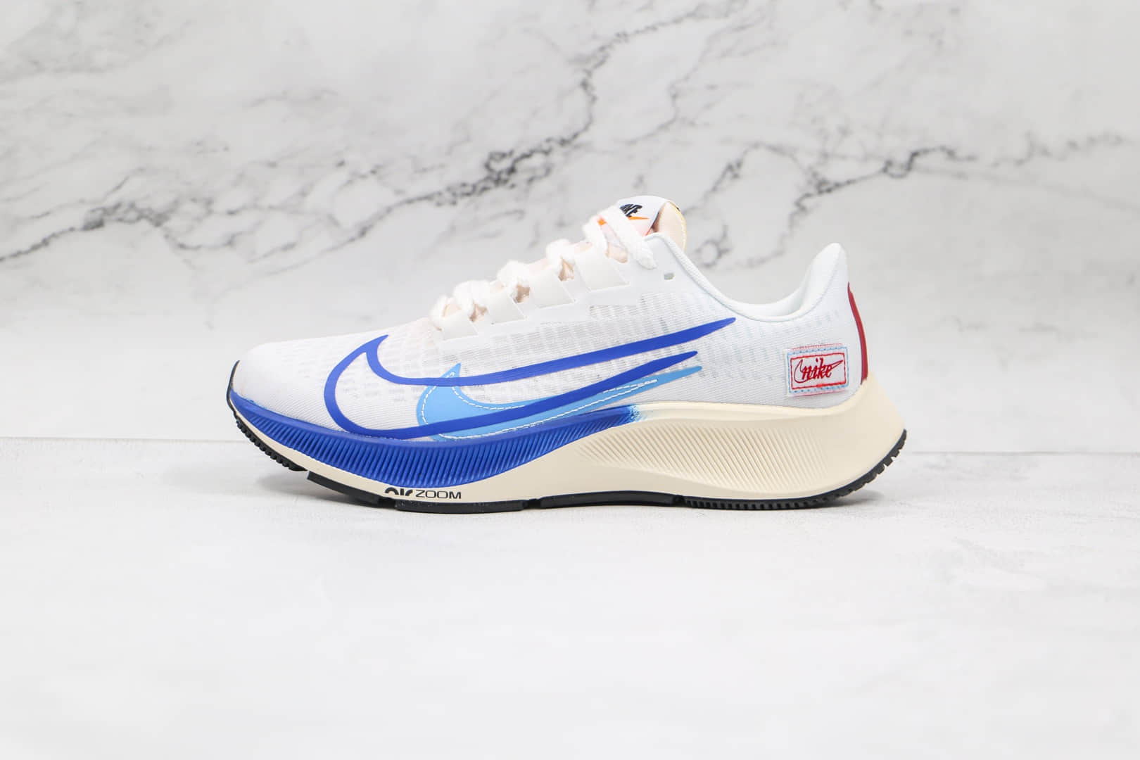 耐克Nike Air Zoom Pegasus 37 PRM纯原版本登月37代双钩白蓝色马拉松跑鞋原鞋开模一比一打造 货号:CQ9908-100