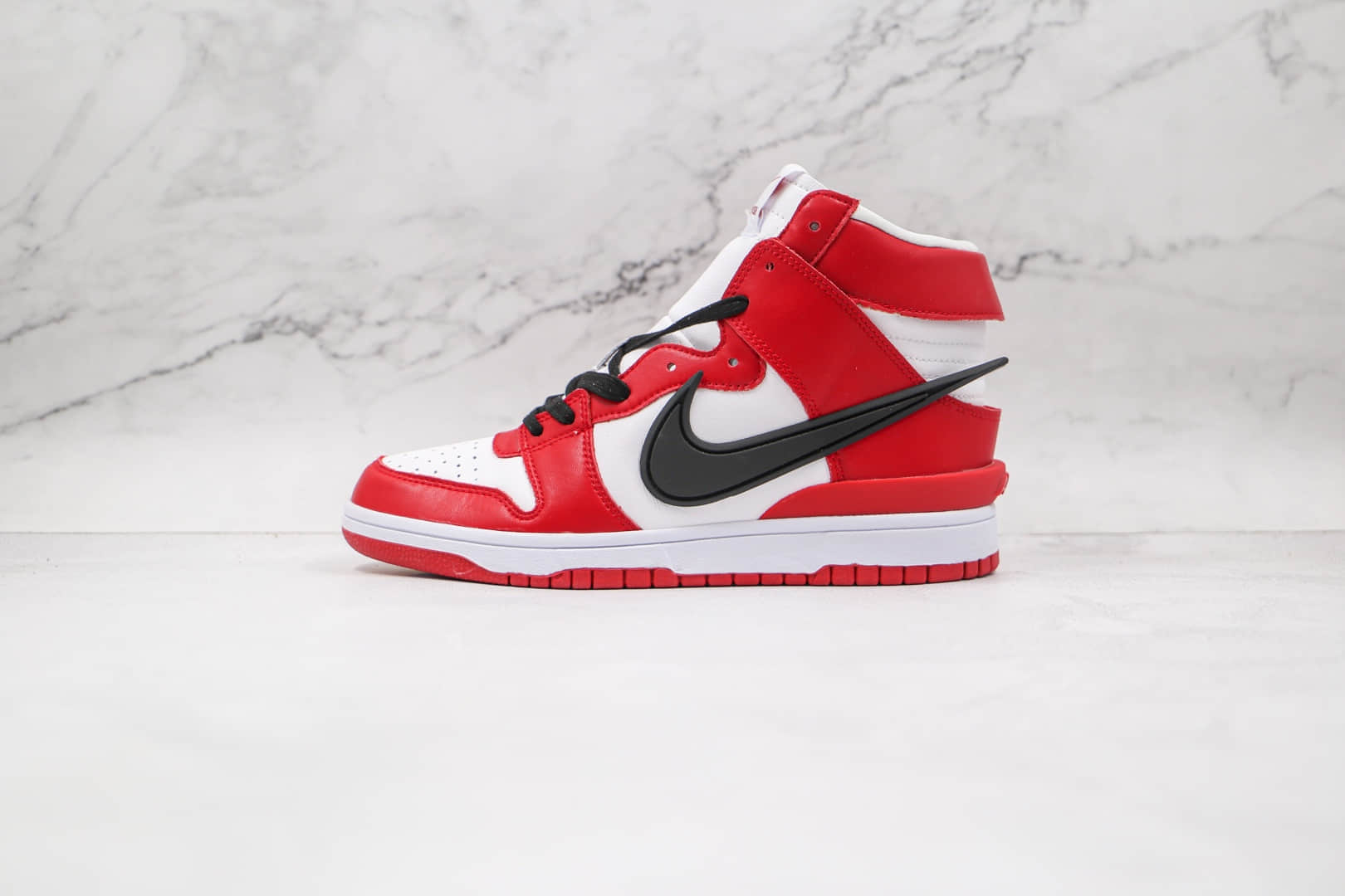 耐克Nike Dunk High x AMBUSH联名款纯原版本高帮DUNK白红色黑钩板鞋原档案数据开发 货号:CU7544-101