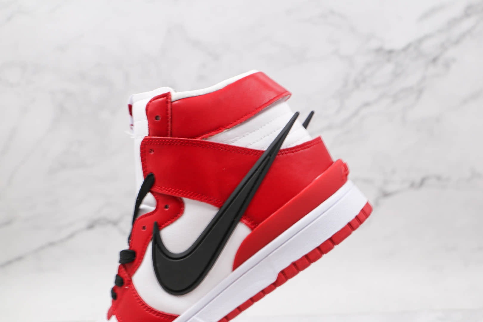 耐克Nike Dunk High x AMBUSH联名款纯原版本高帮DUNK白红色黑钩板鞋原档案数据开发 货号:CU7544-101