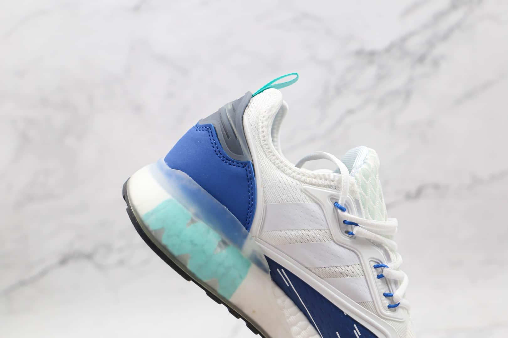 阿迪达斯Adidas Originals ZX 2K Boost纯原版本易烊千玺同款三叶草爆米花缓震跑鞋白蓝色原纸版数据开发 货号:HO5148