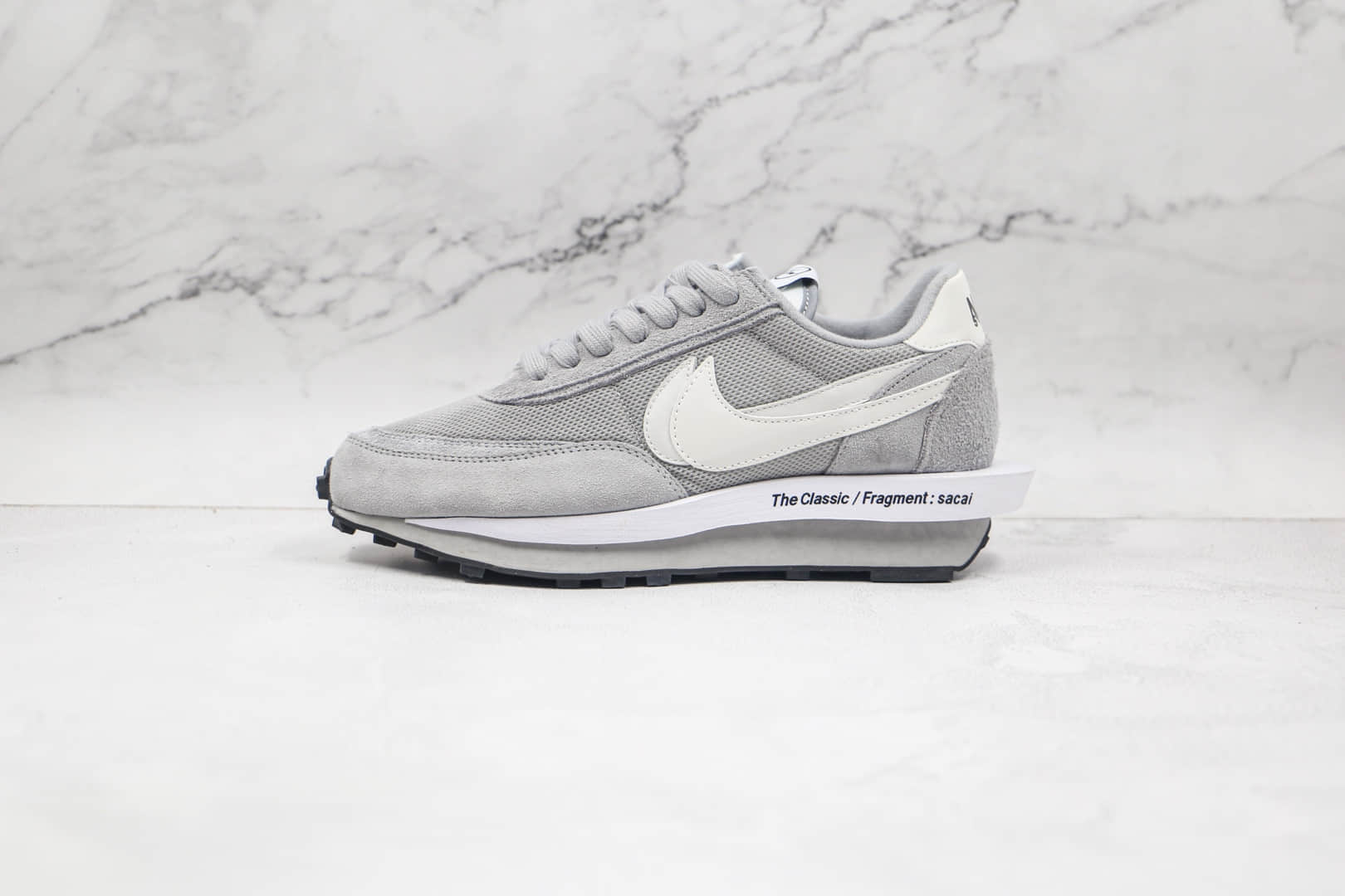 耐克Fragment Design x Sacai x Nike LDV Waffl纯原版本藤原浩闪电联名解构双底华夫跑鞋灰色双钩原底原面 货号:DH2684-001