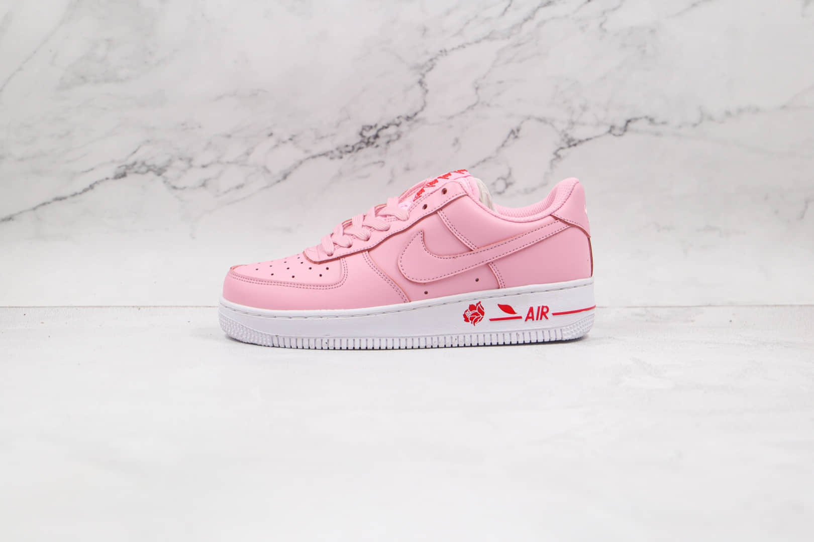 耐克Nike Air Force 1´07 Pink Red Rose纯原版本低帮空军一号粉玫瑰皮面板鞋原档案数据开发 货号:CU6312-600