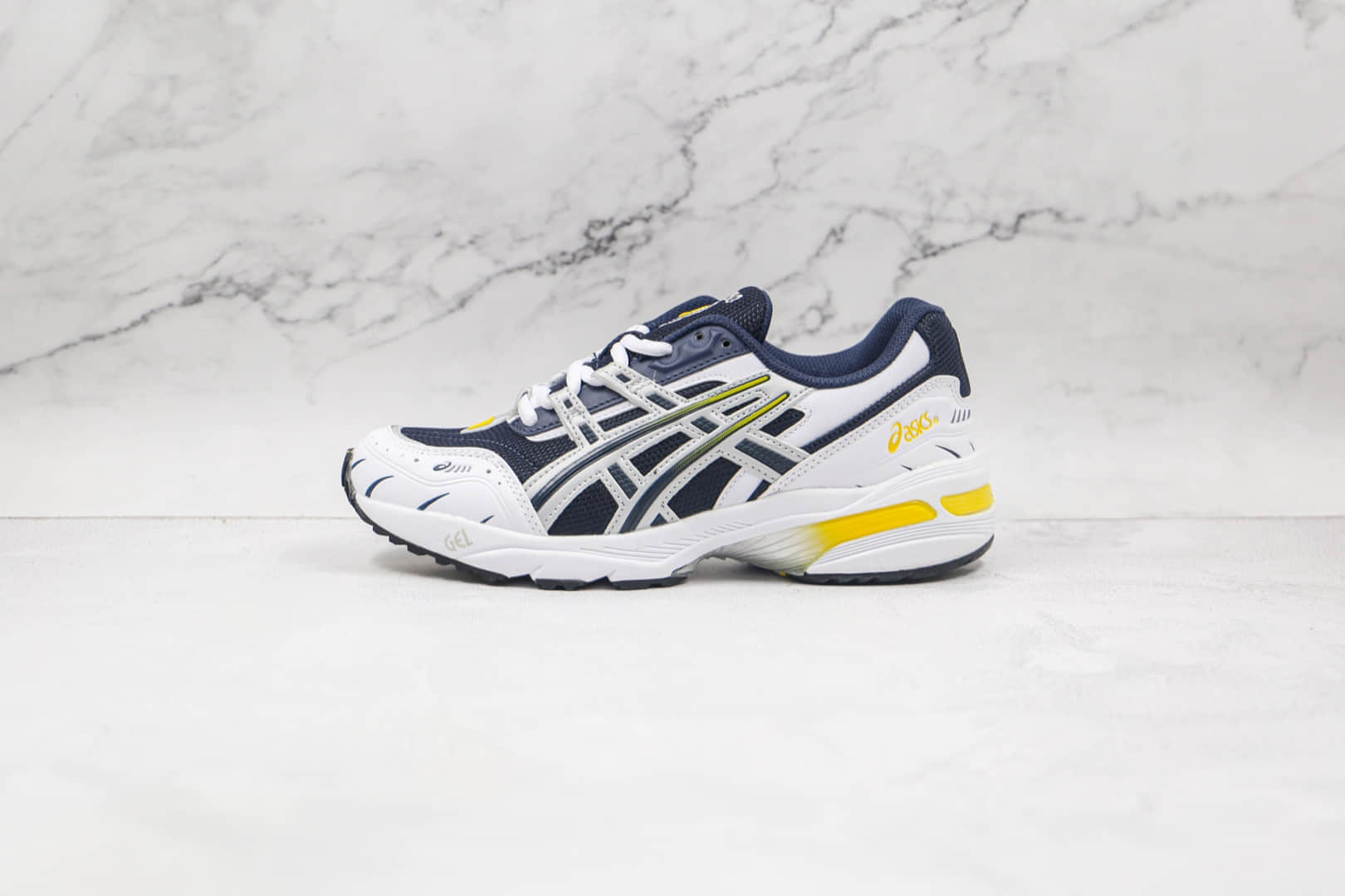 亚瑟士ASICS GEL-1090纯原版本白深蓝黄色复古跑鞋原楦头纸板打造 货号:1021A275-400