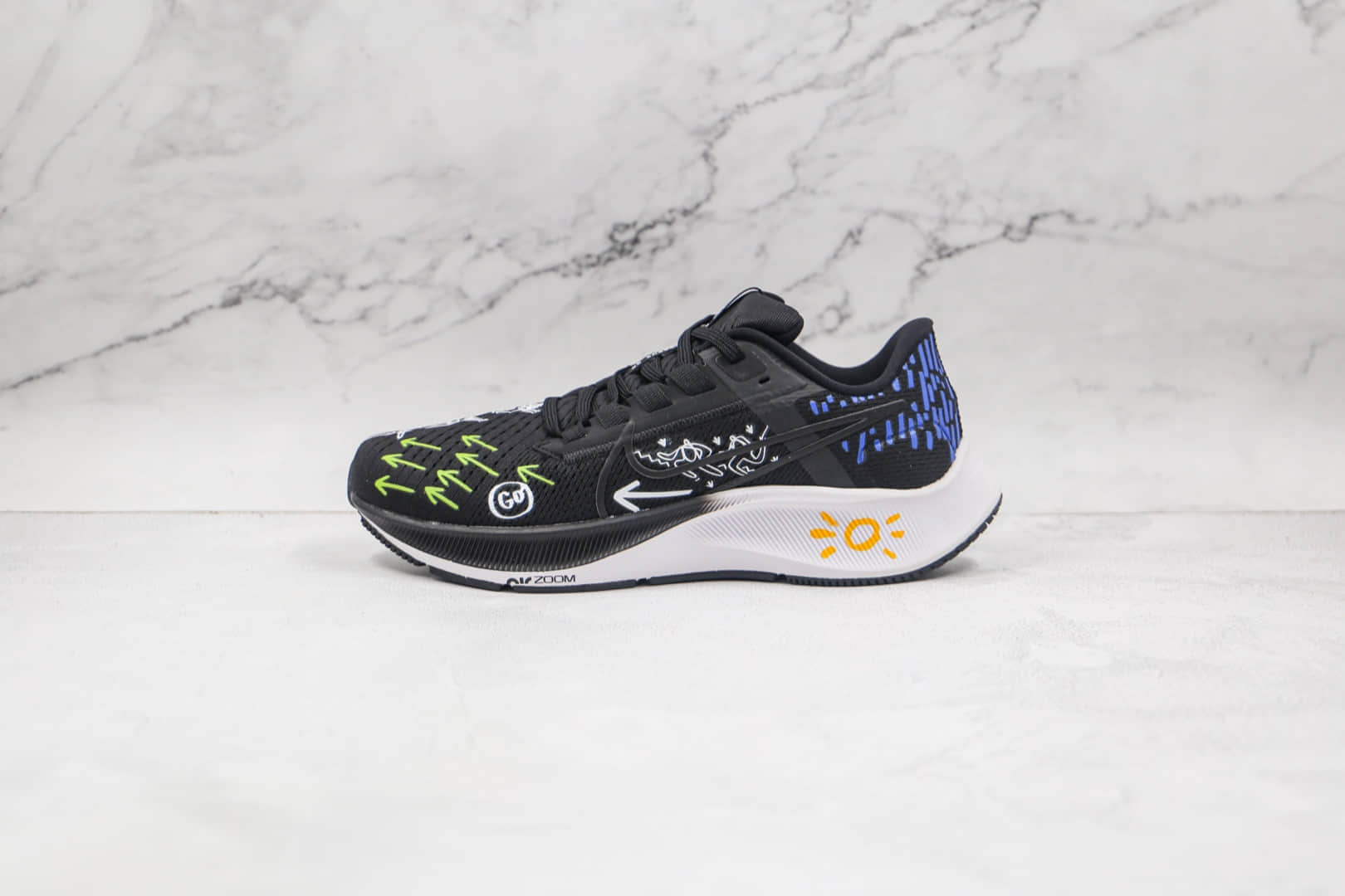 耐克Nike Air Zoom Pegasus 38纯原版本登月38代黑色涂鸦慢跑鞋原档案数据开发 货号:DM3274-001