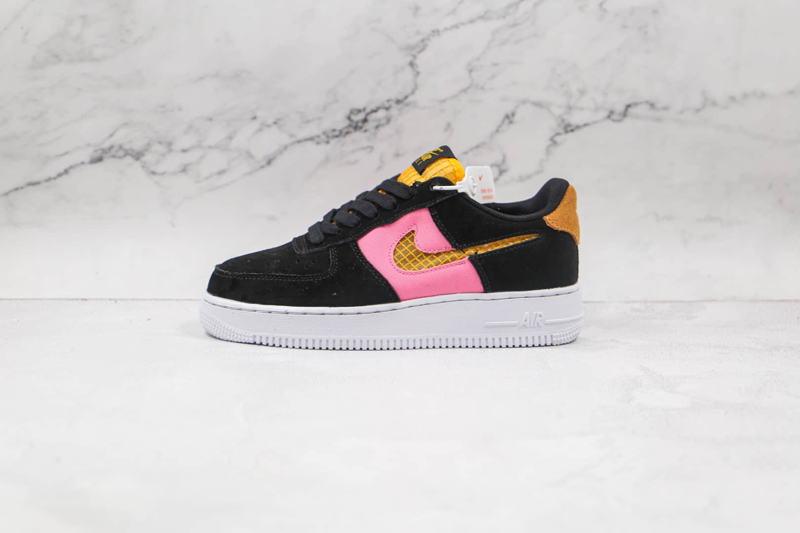耐克Nike WMNS Air Force 1 LV8纯原版本低帮空军一号编织格子钩黑橙粉色板鞋内置气垫 货号:CJ4093-002