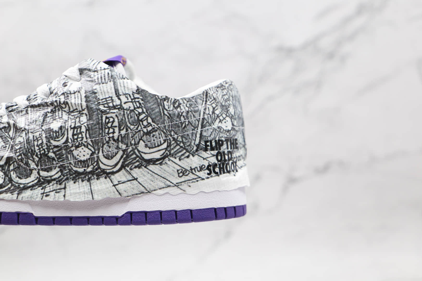 耐克Nike Dunk Low Flip the Old School纯原版本低帮SB DUNK反钩撕纸鸳鸯守旧派白紫色倒勾板鞋原档案数据开发 货号：DJ4636-100