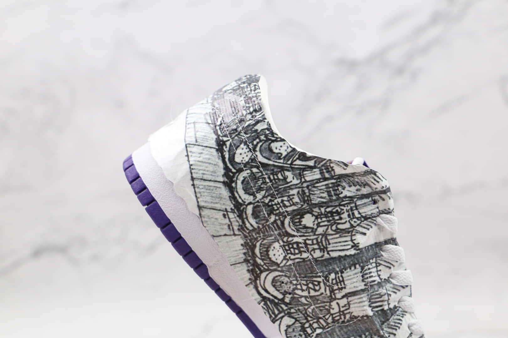 耐克Nike Dunk Low Flip the Old School纯原版本低帮SB DUNK反钩撕纸鸳鸯守旧派白紫色倒勾板鞋原档案数据开发 货号：DJ4636-100