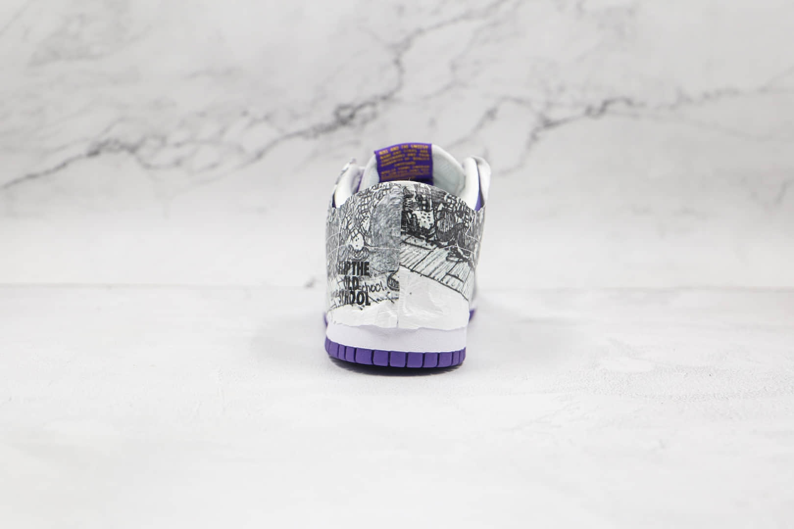 耐克Nike Dunk Low Flip the Old School纯原版本低帮SB DUNK反钩撕纸鸳鸯守旧派白紫色倒勾板鞋原档案数据开发 货号：DJ4636-100