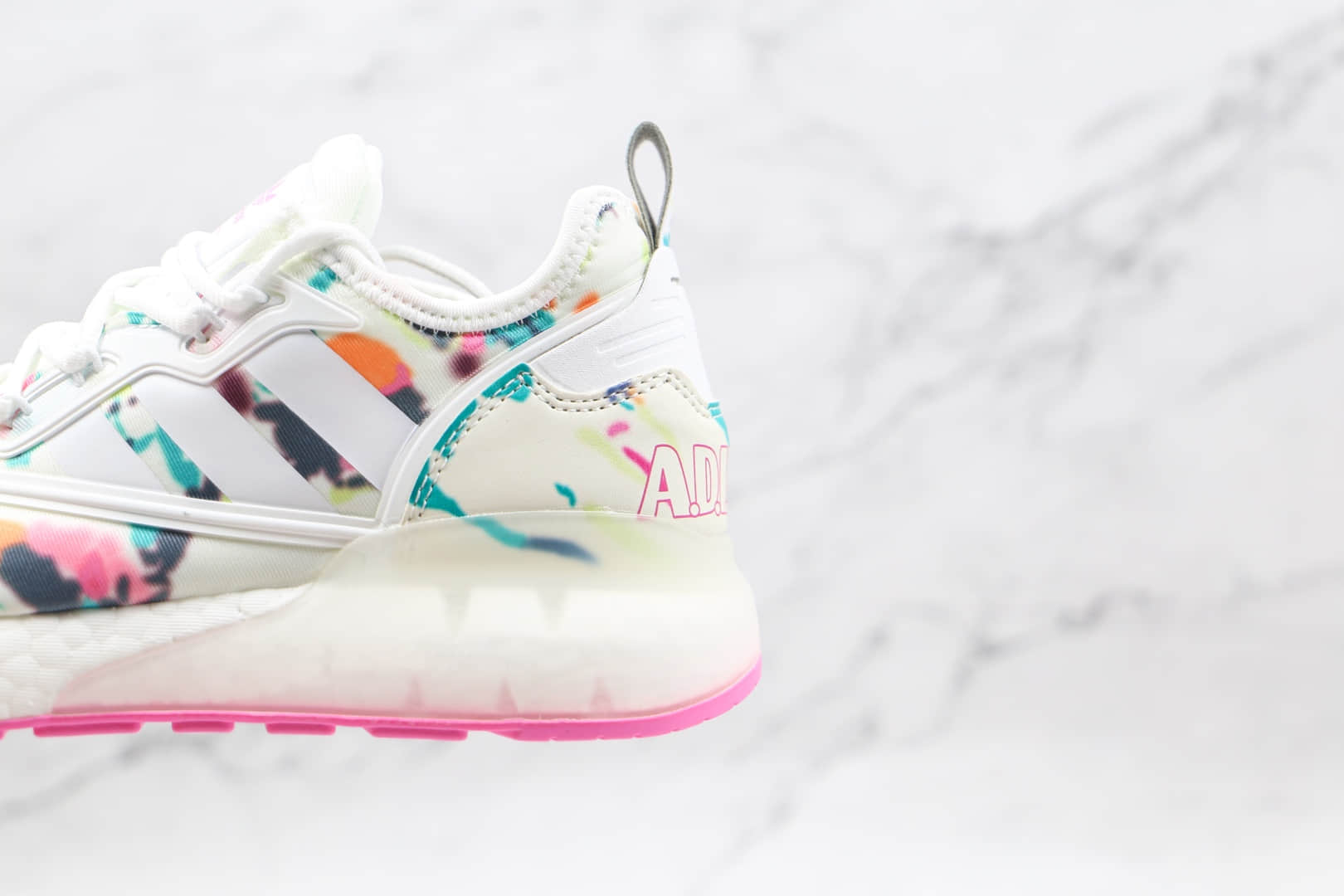 阿迪达斯Adidas Originals ZX 2K Boost纯原版本三叶草易烊千玺同款2K ZX扎染印花爆米花跑鞋原楦头纸板打造 货号:GX5405