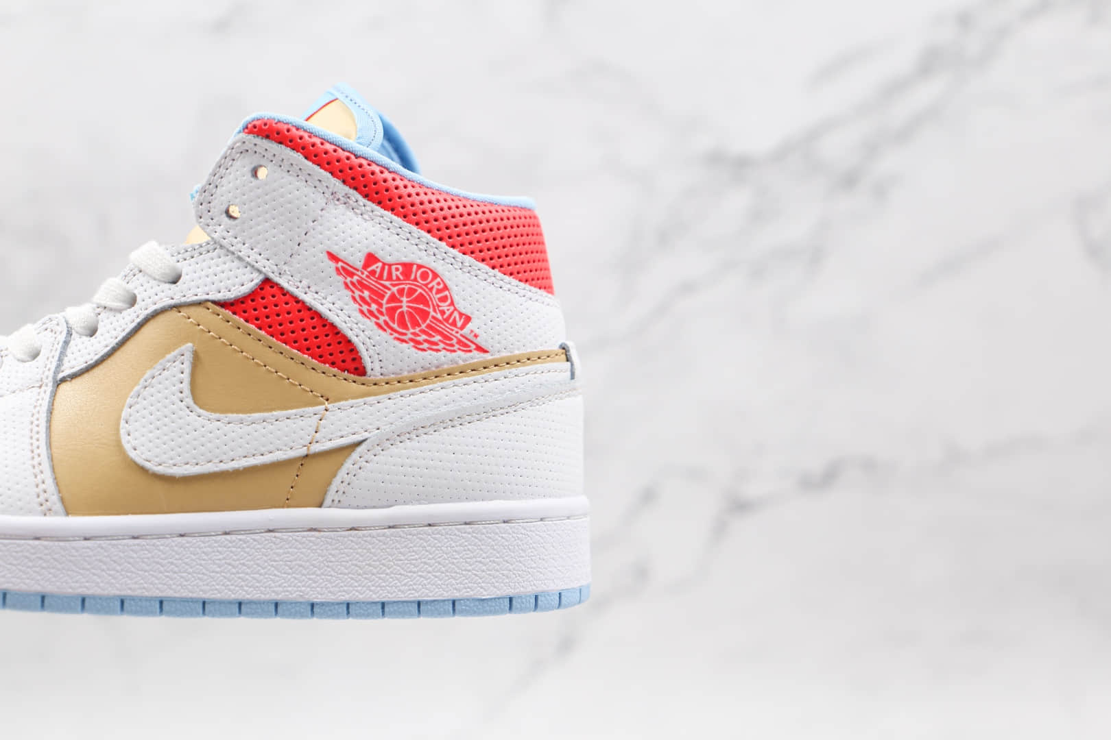 乔丹Air Jordan 1 Mid SE Sesame纯原版本中帮AJ1芝麻白黄红色板鞋原楦头纸板打造 货号:CZ0774-200