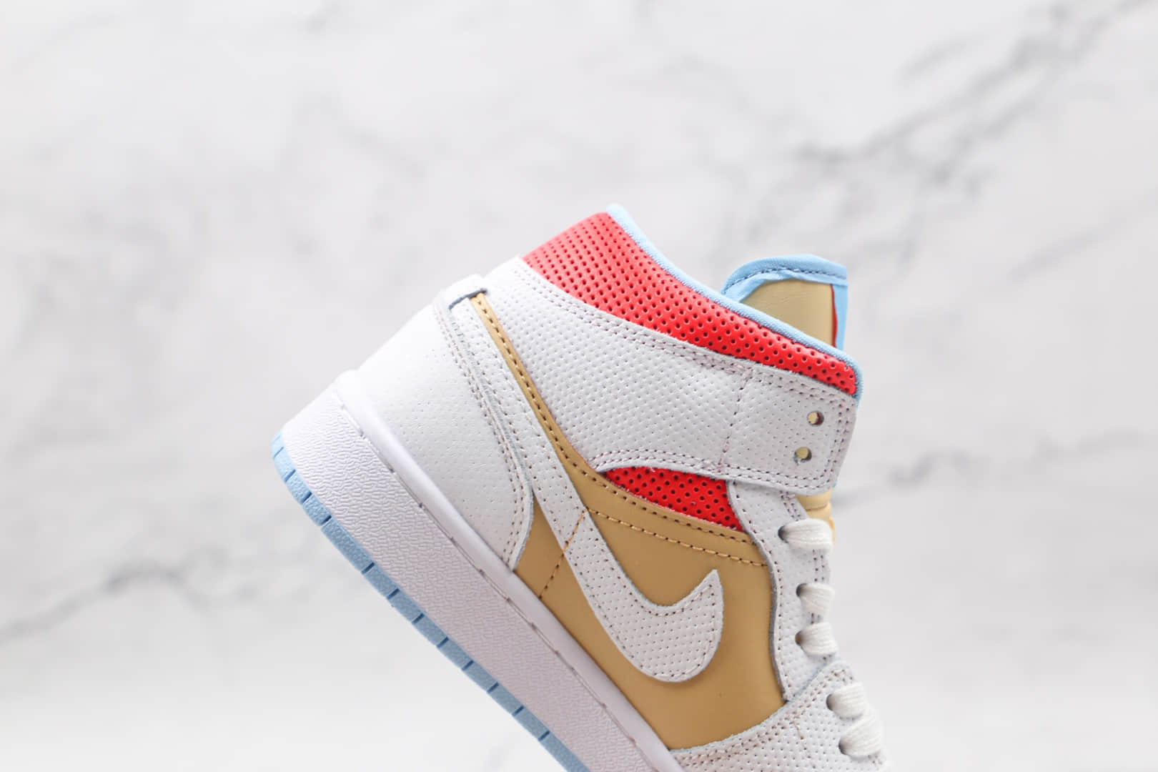 乔丹Air Jordan 1 Mid SE Sesame纯原版本中帮AJ1芝麻白黄红色板鞋原楦头纸板打造 货号:CZ0774-200