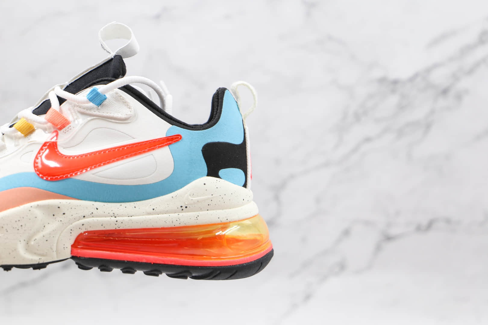 耐克Nike Air Max 270 React纯原版本白蓝红黑色Max270彩虹拼色气垫鞋原厂真小潘气垫 货号:DD8498-161