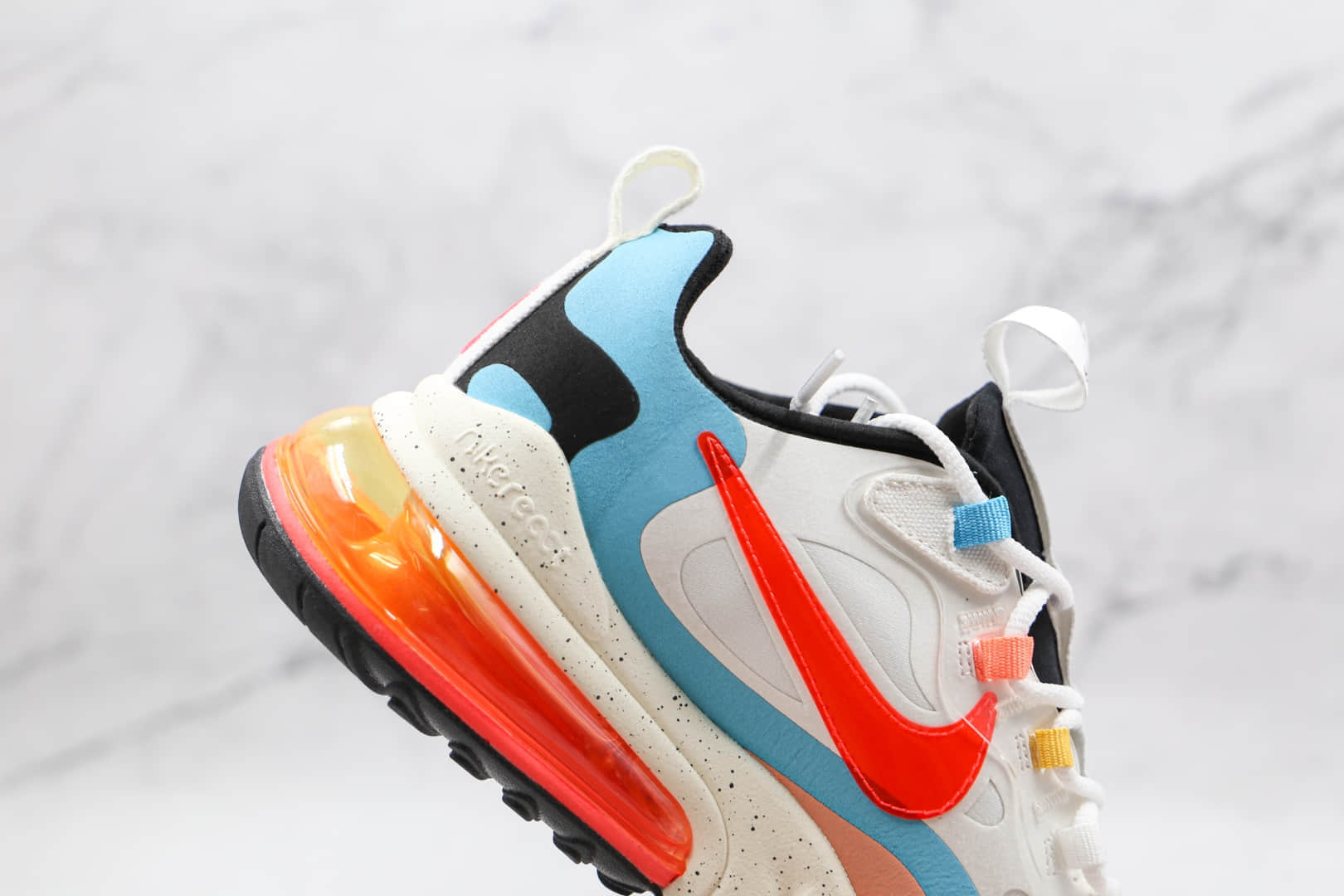 耐克Nike Air Max 270 React纯原版本白蓝红黑色Max270彩虹拼色气垫鞋原厂真小潘气垫 货号:DD8498-161