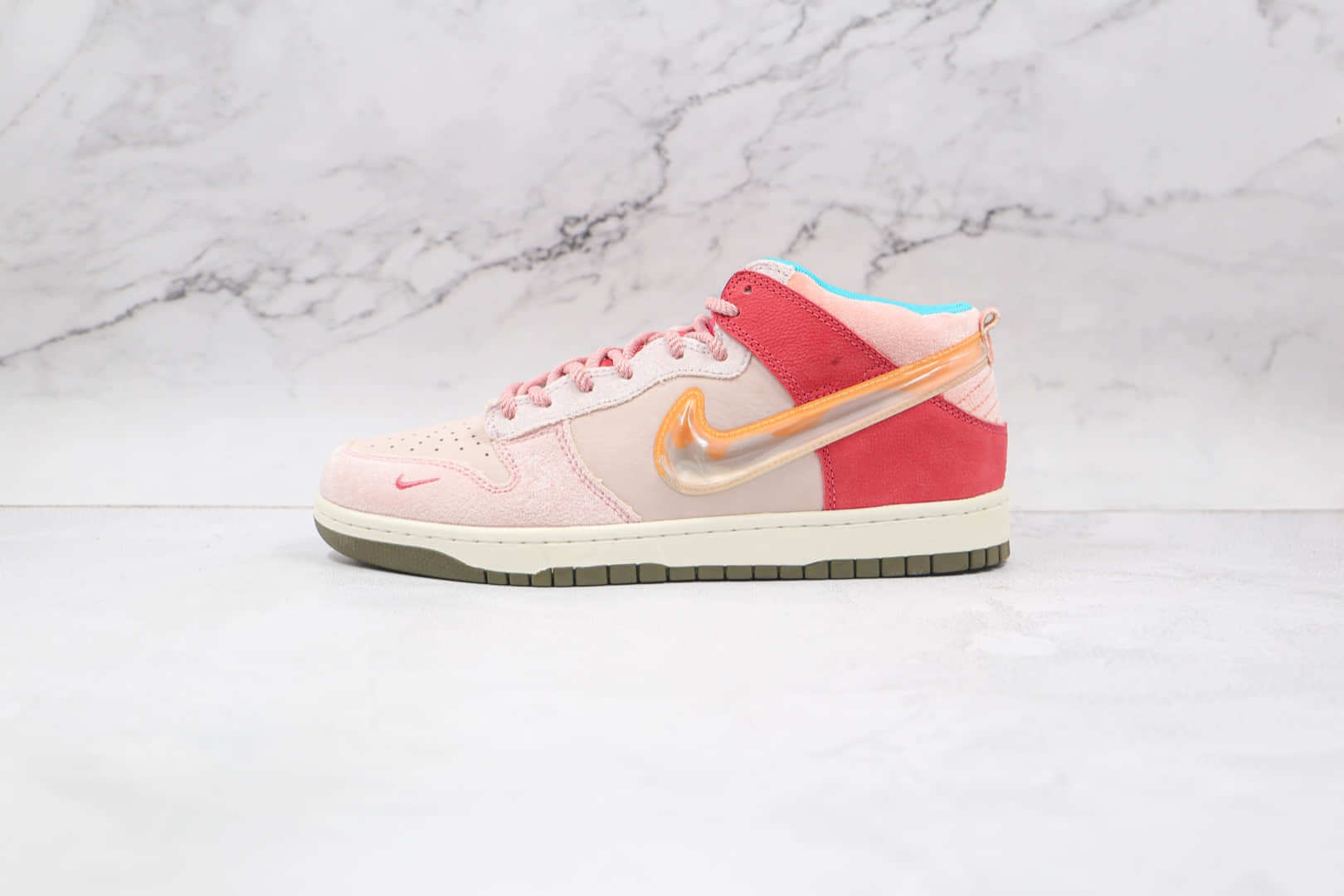 耐克Nike Dunk Low x Social Status联名款纯原版本低帮DUNK高帮粉色拼接板鞋原盒原标 货号:DJ1173-600