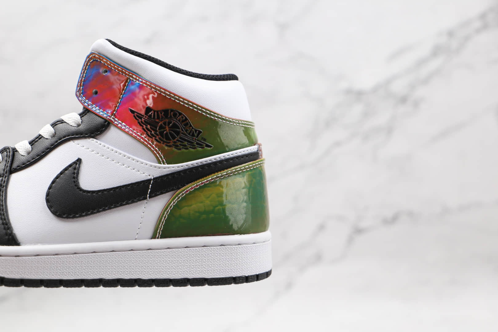 乔丹Air Jordan 1 Mid heat-reactive纯原版本中帮AJ1黑白炫彩热成像镭射炫彩尾板鞋原盒原标 货号:DM7802-100