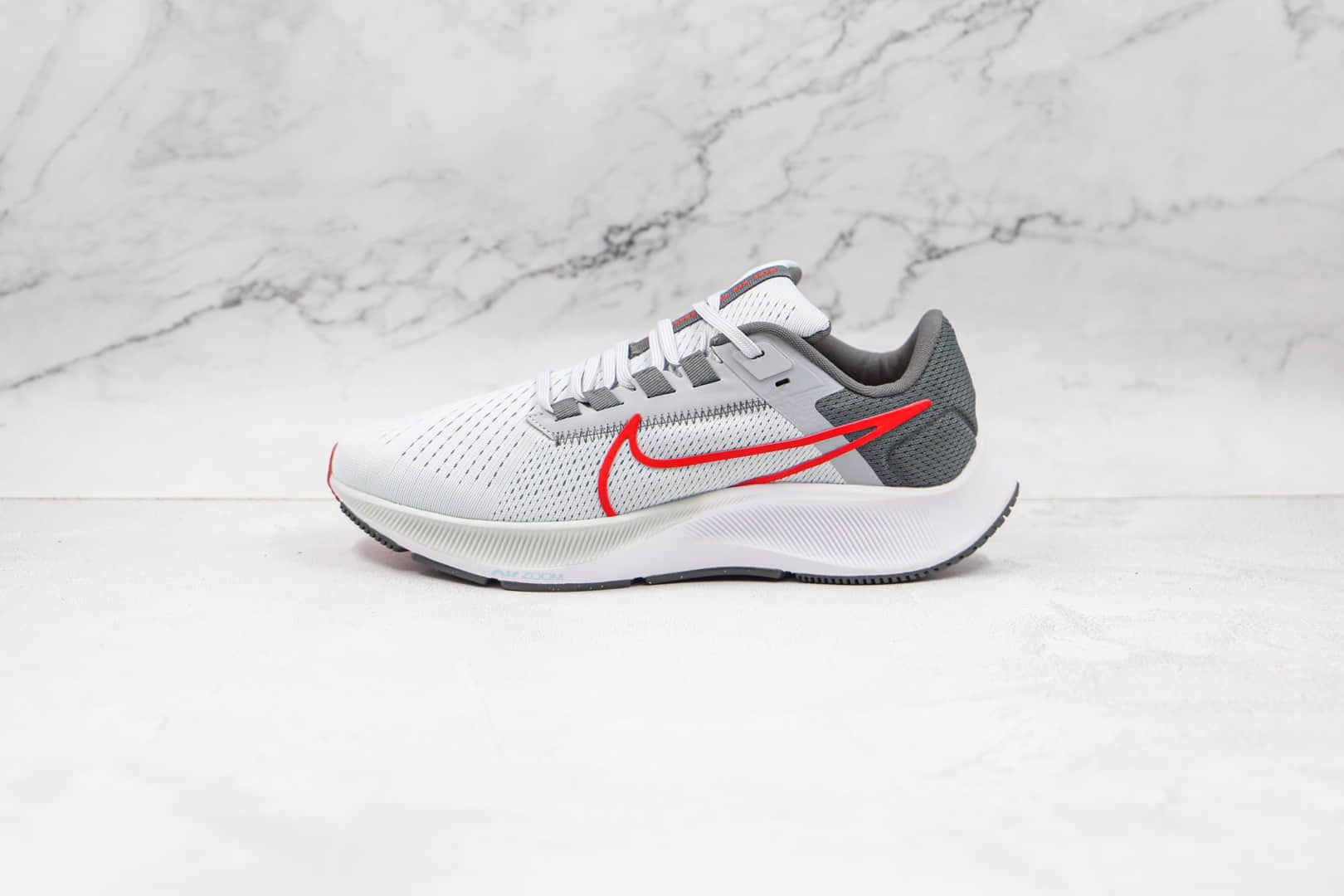 耐克Nike Air Zoom Pegasus 38纯原版本登月38代白灰色红钩慢跑鞋原鞋开模一比一打造 货号:CW7356-004