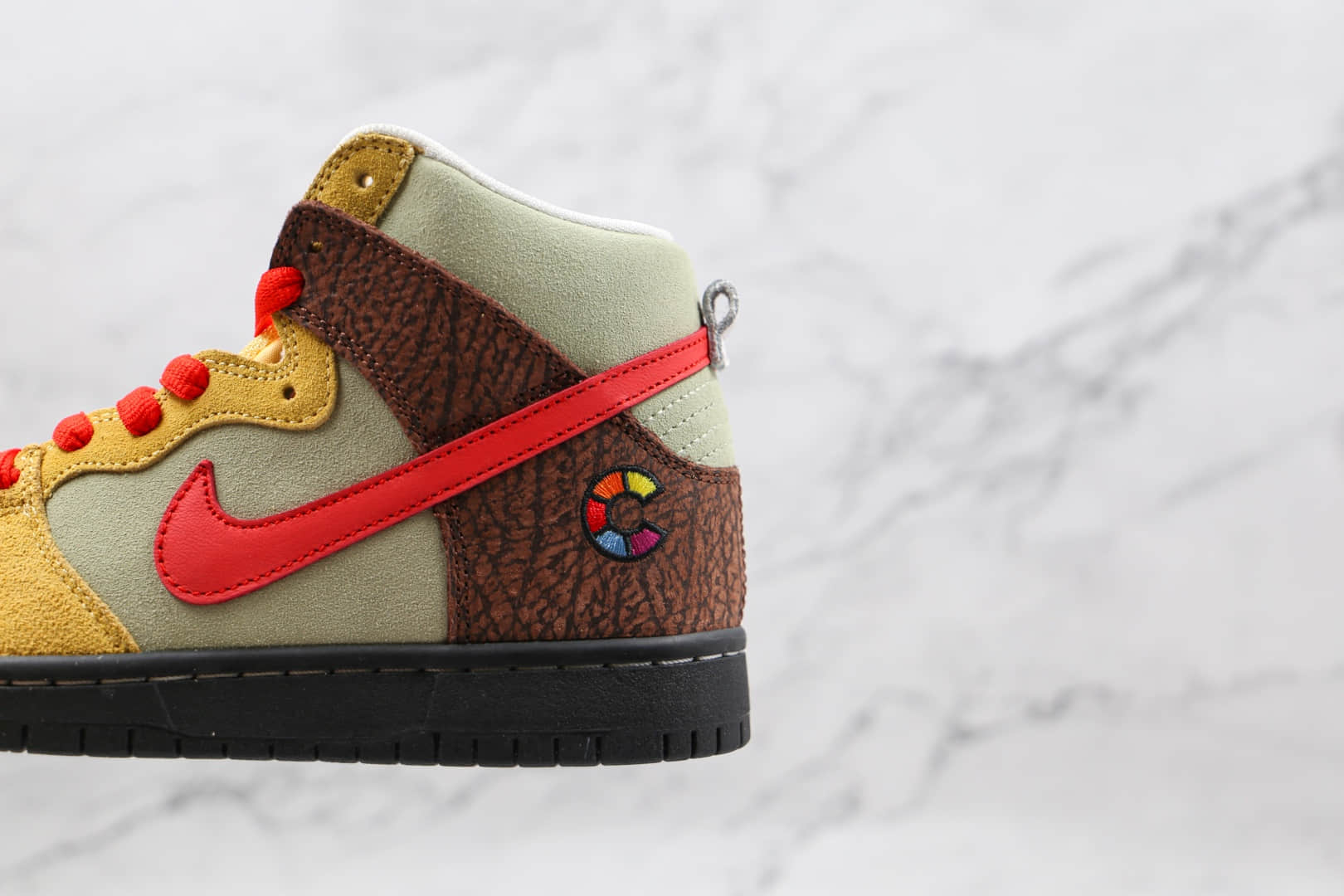 耐克Nike Dunk Sb High Kebab & Destroy纯原版本高帮SB DUNK麂皮红黄棕烤肉卷饼配色板鞋原盒原标 货号：CZ2205-700