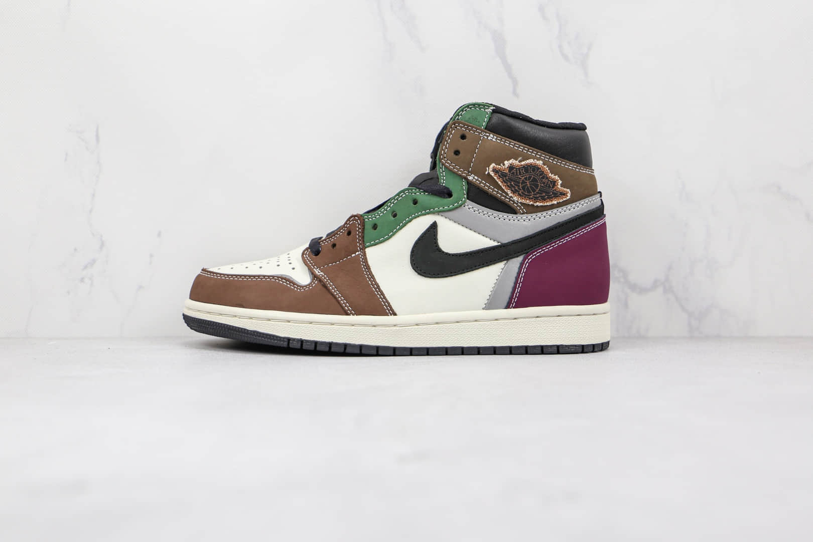 乔丹Air Jordan 1 High OG Hand Crafted纯原版本高帮AJ1彩色拼接白棕黑紫绿3M反光板鞋原档案数据开发 货号：DH3097-001