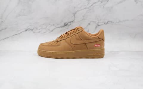 耐克Nike Air Force 1 Low Flax x Supreme联名款纯原版本低帮空军一号小麦色板鞋内置气垫 货号:DN1555-200
