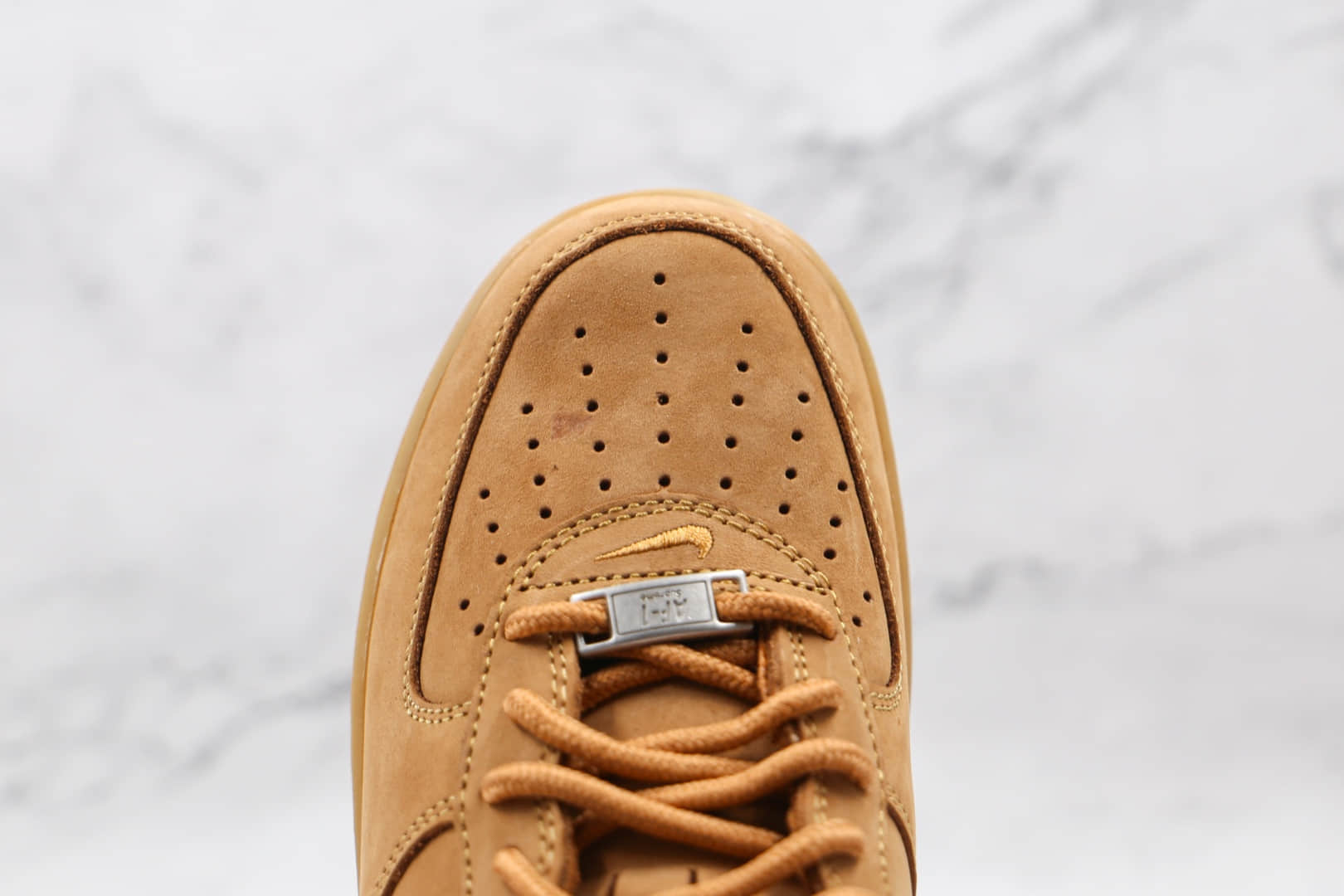 耐克Nike Air Force 1 Low Flax x Supreme联名款纯原版本低帮空军一号小麦色板鞋内置气垫 货号：DN1555-200