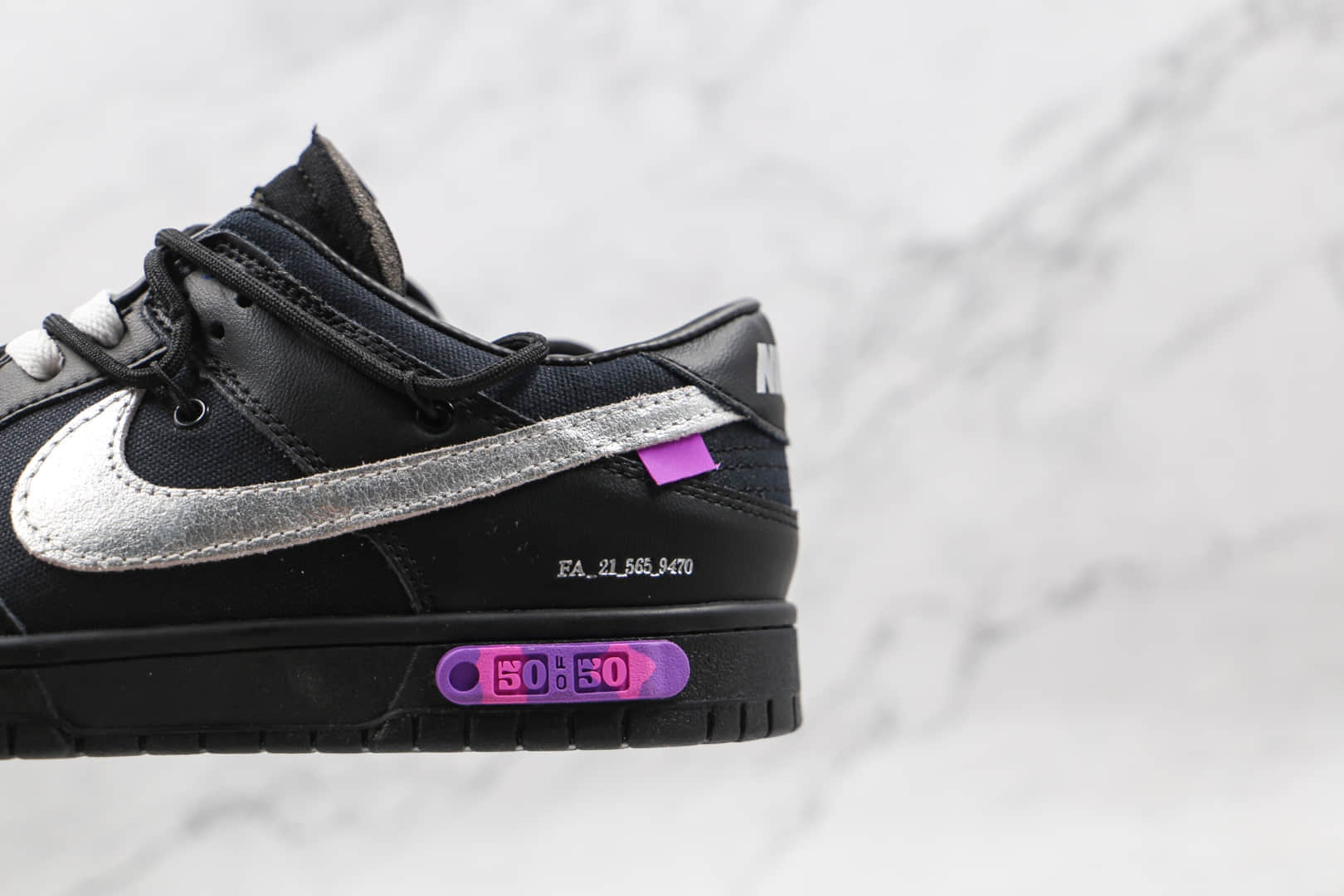 耐克Off-White x Nike Dunk Low “The 50”公司级版本OW联名Dunk低帮板鞋黑紫色原盒原标 货号:DM1602-001