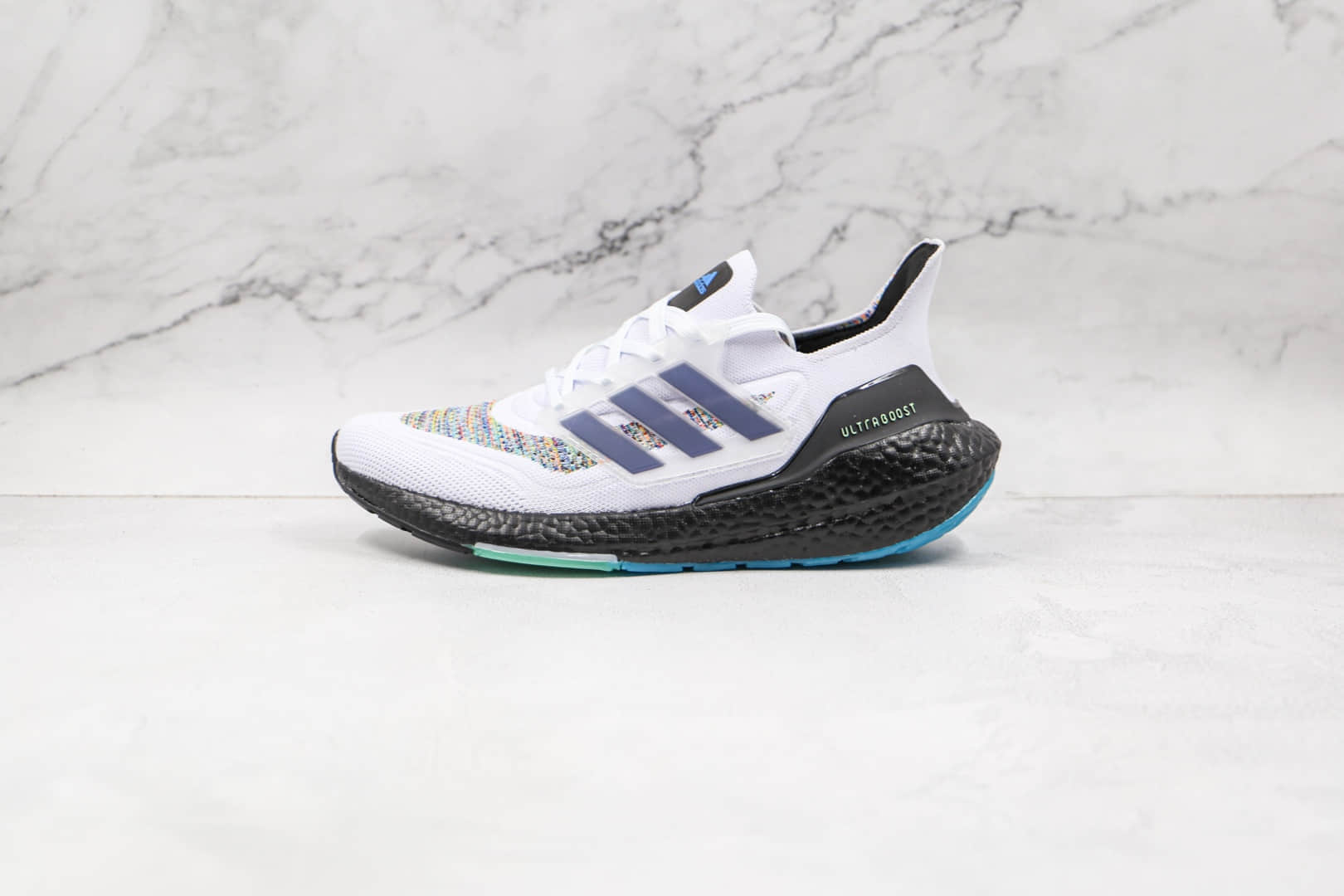 阿迪达斯adidas Ultra Boost 21 Consortium纯原版本UB7.0厚底爆米花跑鞋白七彩原盒原标 货号：GZ3194