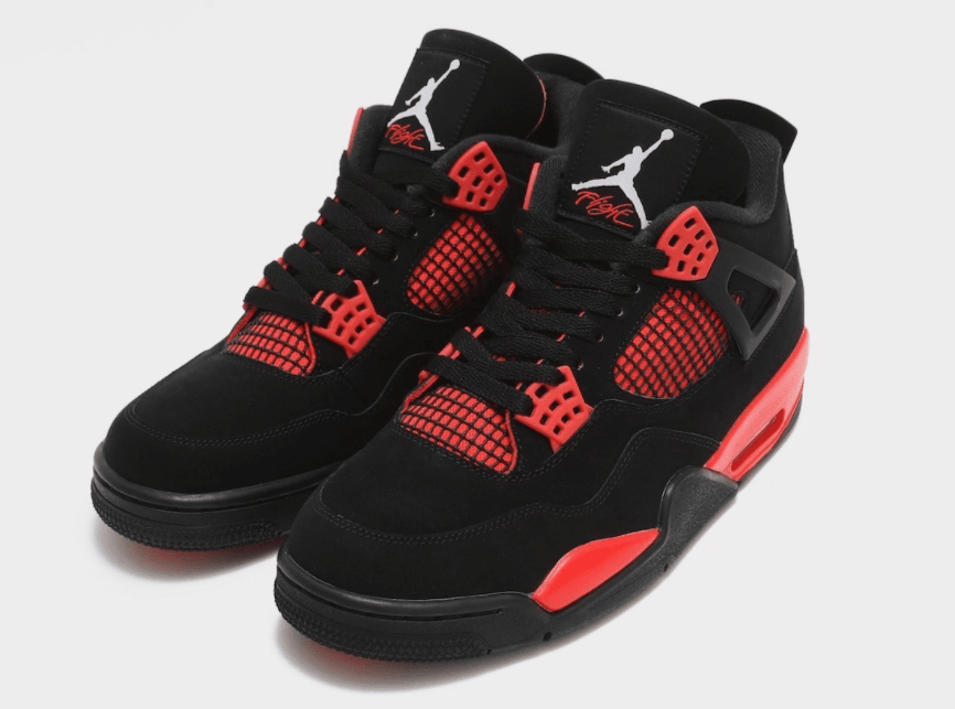 经典黑红配色！AJ4红雷神释出最新实物！ 货号：CT8527-016