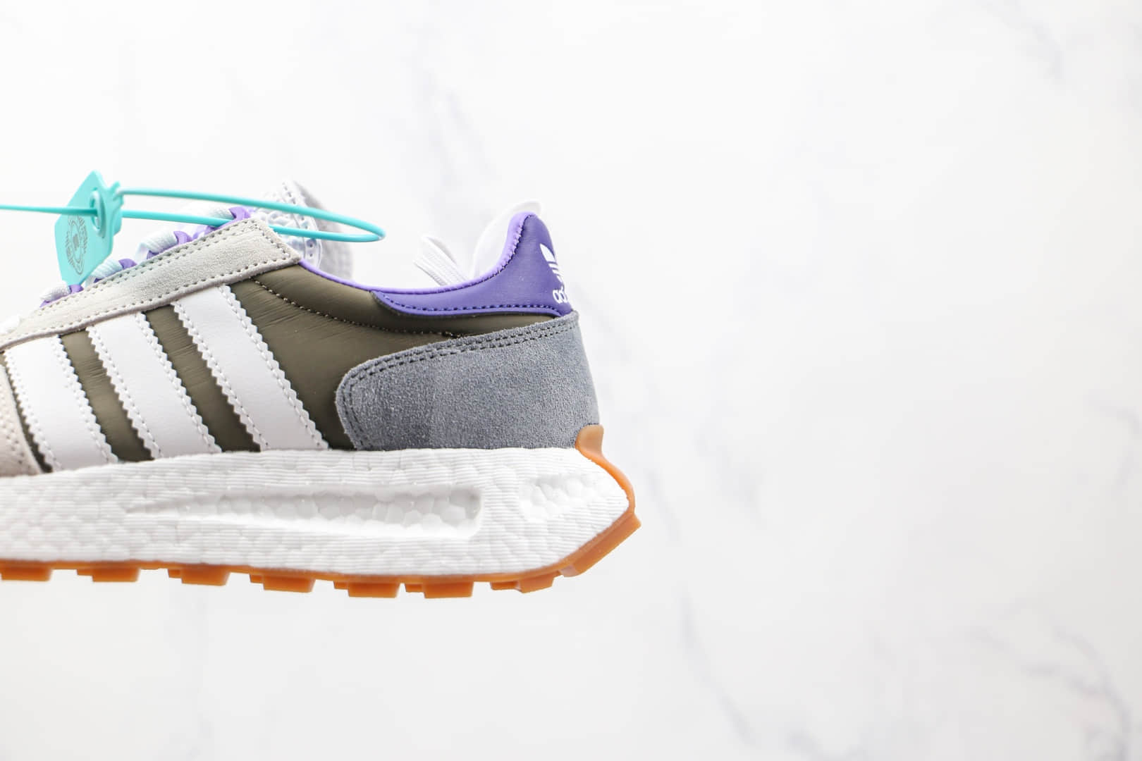 阿迪达斯Adidas RETROPY E5新款纯原版本三叶草灰绿紫色厚底爆米花跑鞋原楦头纸板打造 货号:GY1034