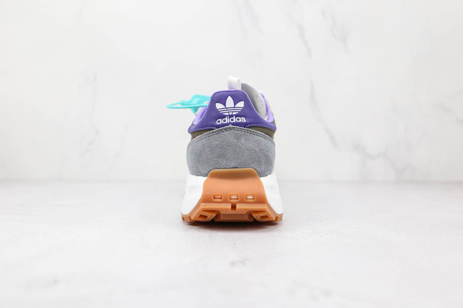 阿迪达斯Adidas RETROPY E5新款纯原版本三叶草灰绿紫色厚底爆米花跑鞋原楦头纸板打造 货号:GY1034