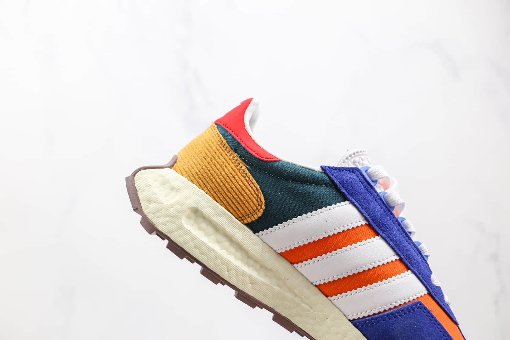 阿迪达斯Adidas RETROPY E5纯原版本三叶草厚底蓝橙色爆米花跑鞋原楦头纸板打造 货号:GW6059