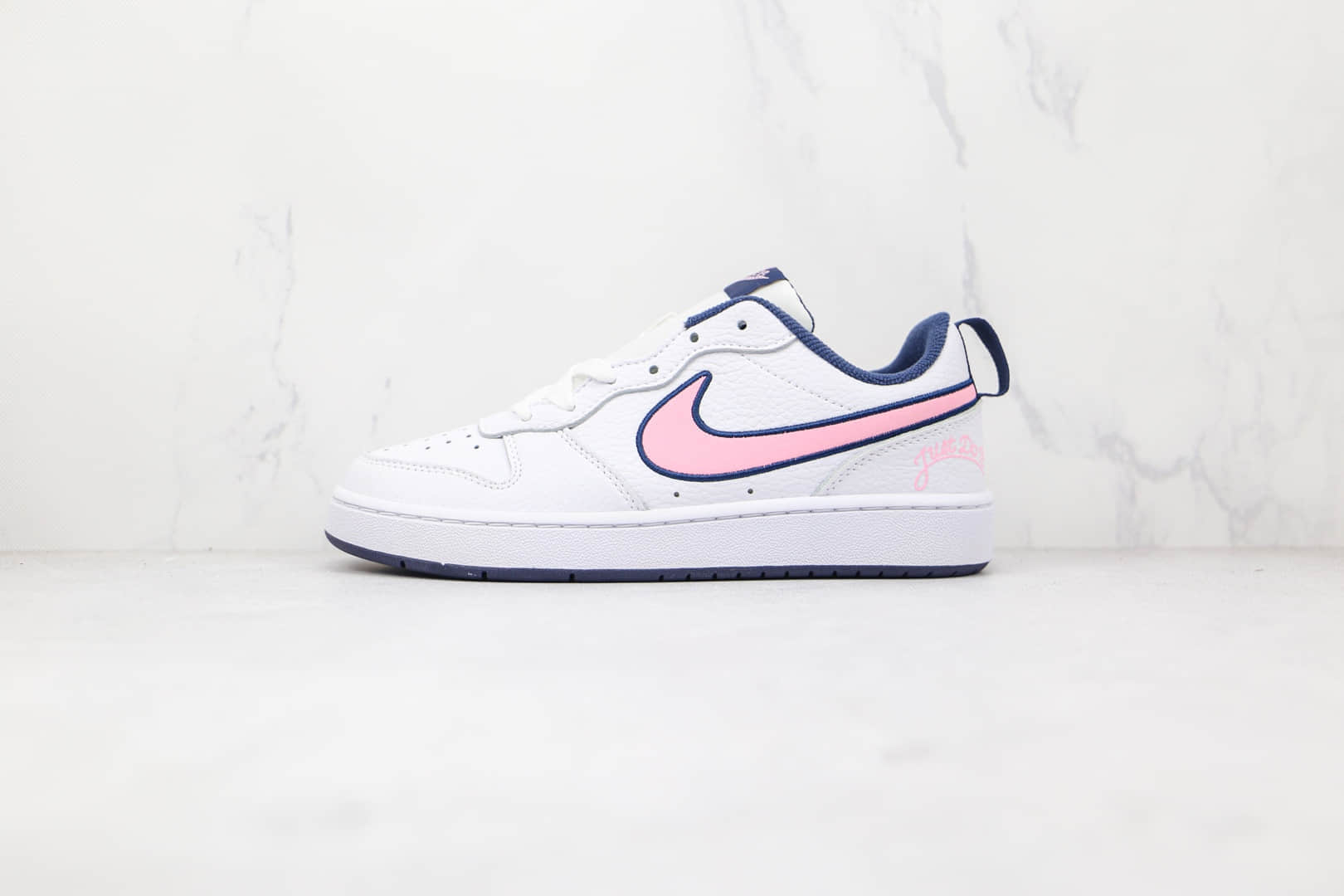 耐克Nike Court Borough Low 2纯原版本低帮白粉色蓝边板鞋原档案数据开发 货号:DB3090-100