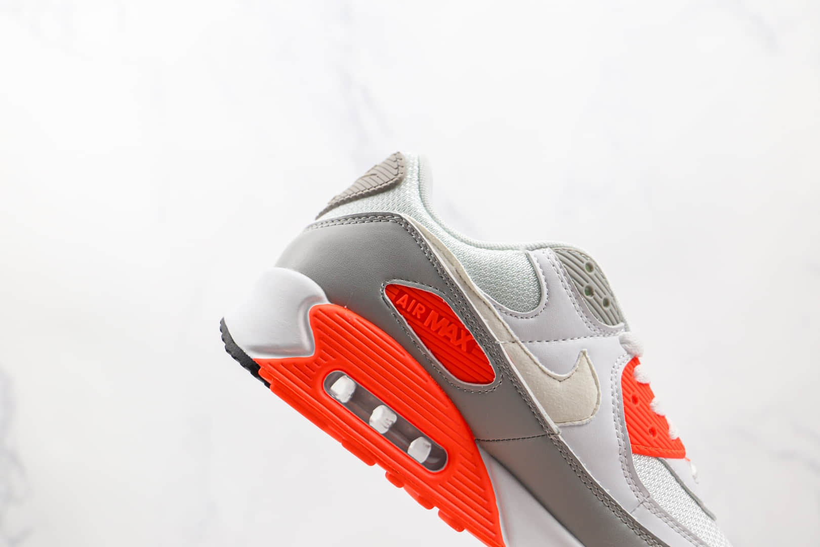 耐克Nike Air Max 90纯原版本白灰红色半掌气垫Max90气垫鞋原档案数据开发 货号:CT4352-103