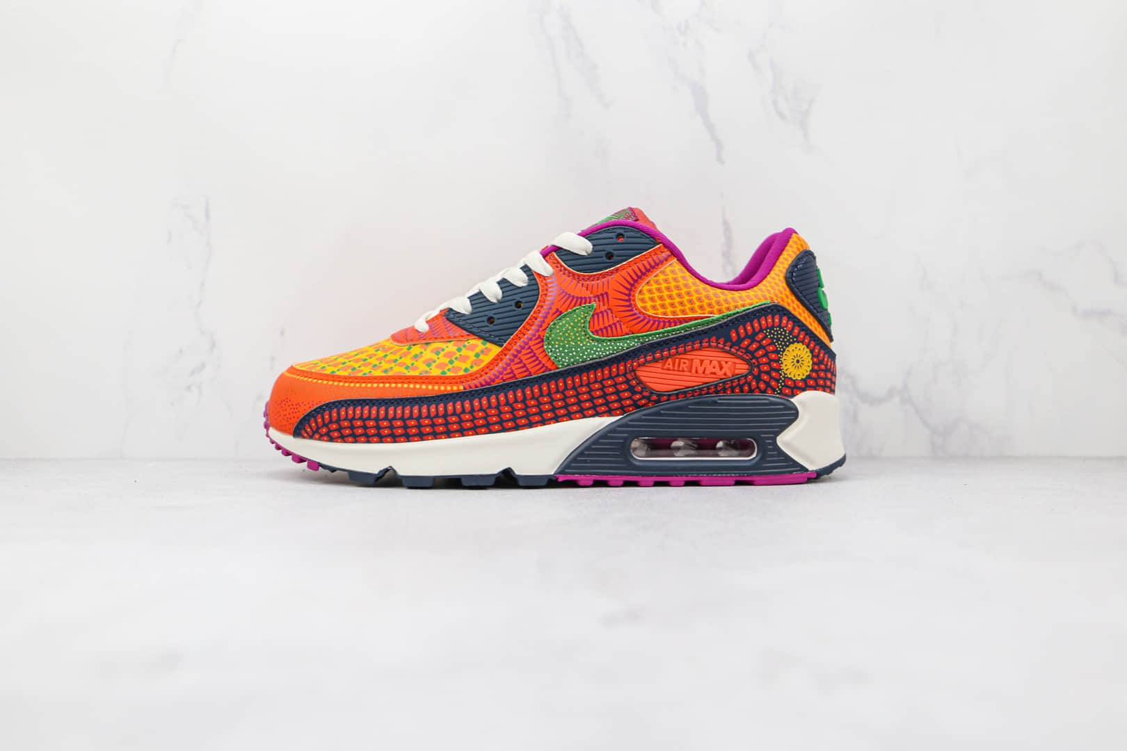 耐克Nike Air Max 90 SE “Day Of The Dead”纯原版本半掌气垫跑鞋Max90亡灵节彩色拼接原盒钢印 货号:DC5154-458