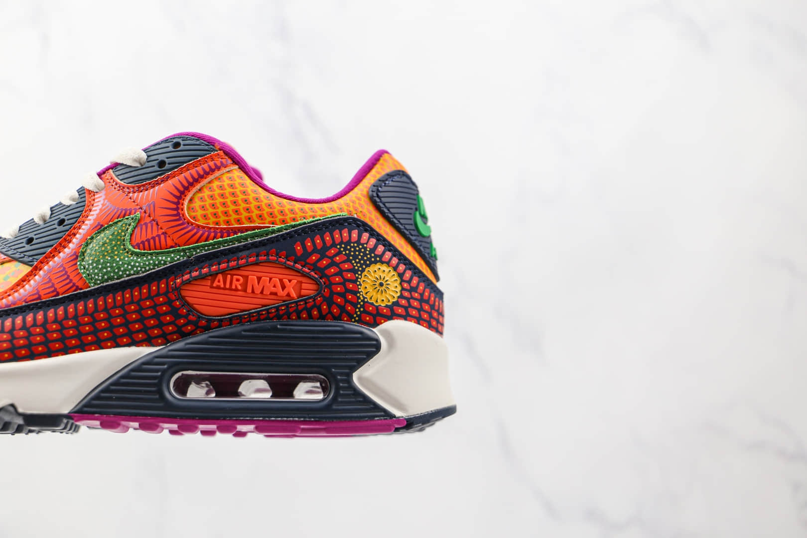 耐克Nike Air Max 90 SE “Day Of The Dead”纯原版本半掌气垫跑鞋Max90亡灵节彩色拼接原盒钢印 货号:DC5154-458