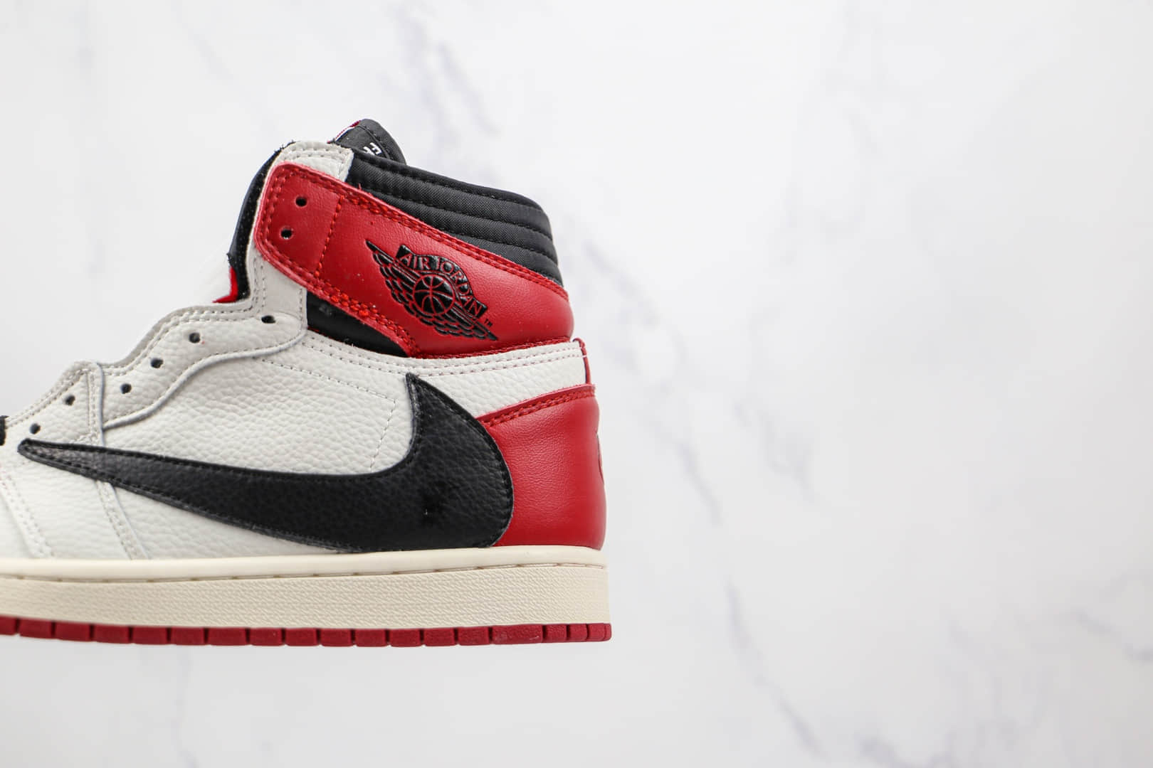 乔丹Fragment x Travis Scott x Air Jordan 1High OG SP公司级版本藤原浩闪电TS联名款高帮AJ1白红色倒勾原鞋原楦头纸板开发 货号:CQ4278-099