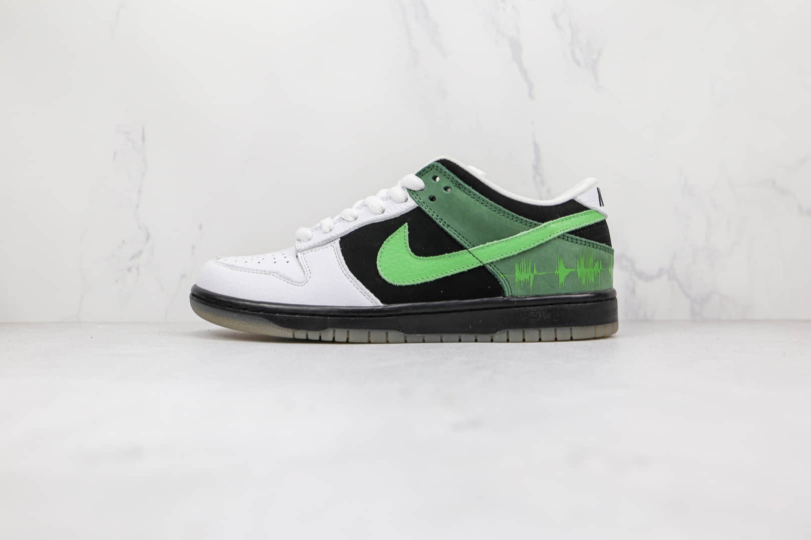 耐克Nike Dunk Low纯原版本低帮Dunk心电图白黑绿色原装头层打造 货号:313170-031