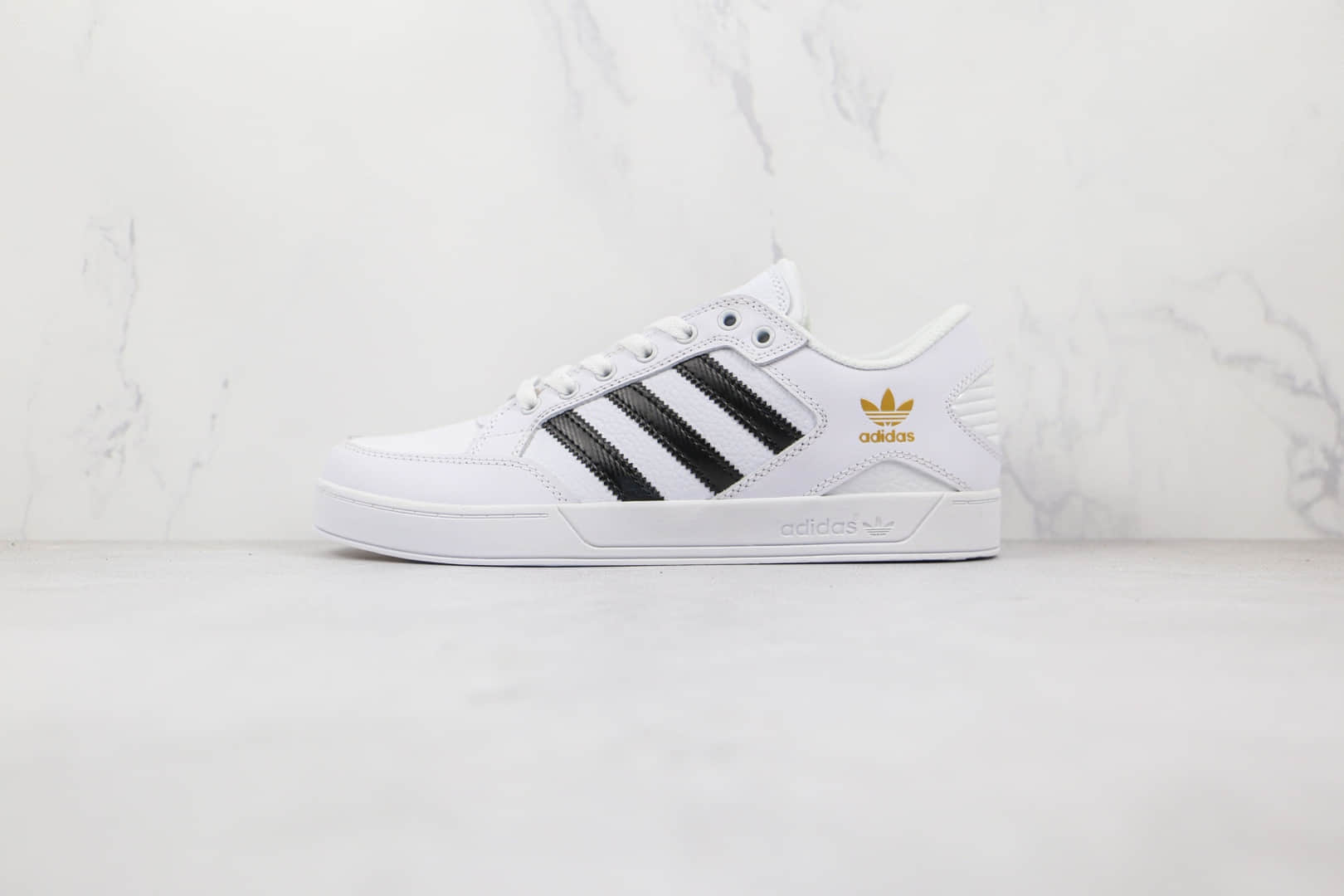 阿迪达斯Adidas Hardcourt Low公司级版本三叶草白黑色板鞋原楦头纸板打造 货号:FX0520