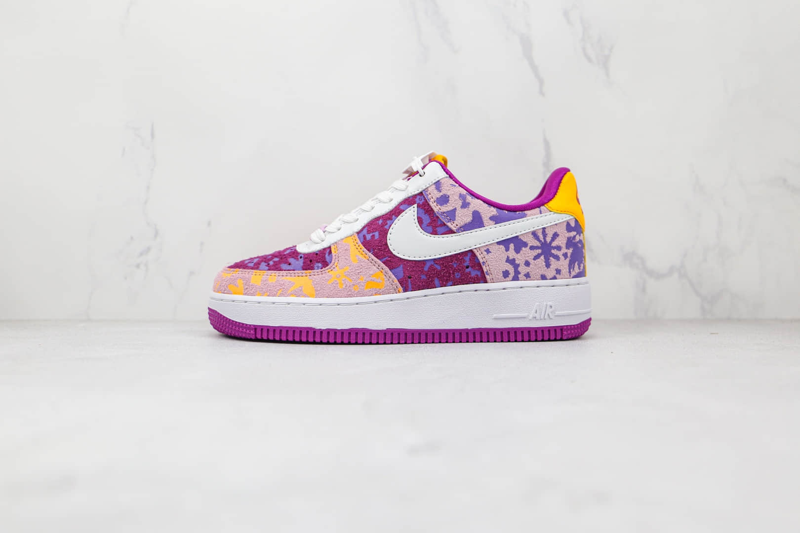 耐克Nike AIR FMRCE 1‘07纯原版本低帮空军一号彩色枫叶印花白粉紫黄色板鞋原档案数据开发 货号:DD5516-584