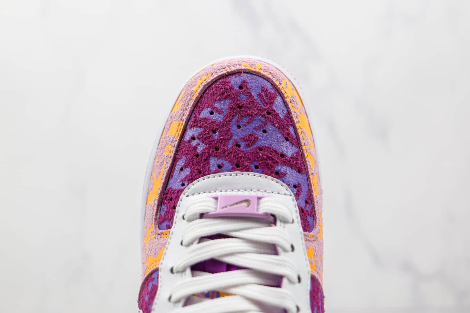 耐克Nike AIR FMRCE 1‘07纯原版本低帮空军一号彩色枫叶印花白粉紫黄色板鞋原档案数据开发 货号:DD5516-584