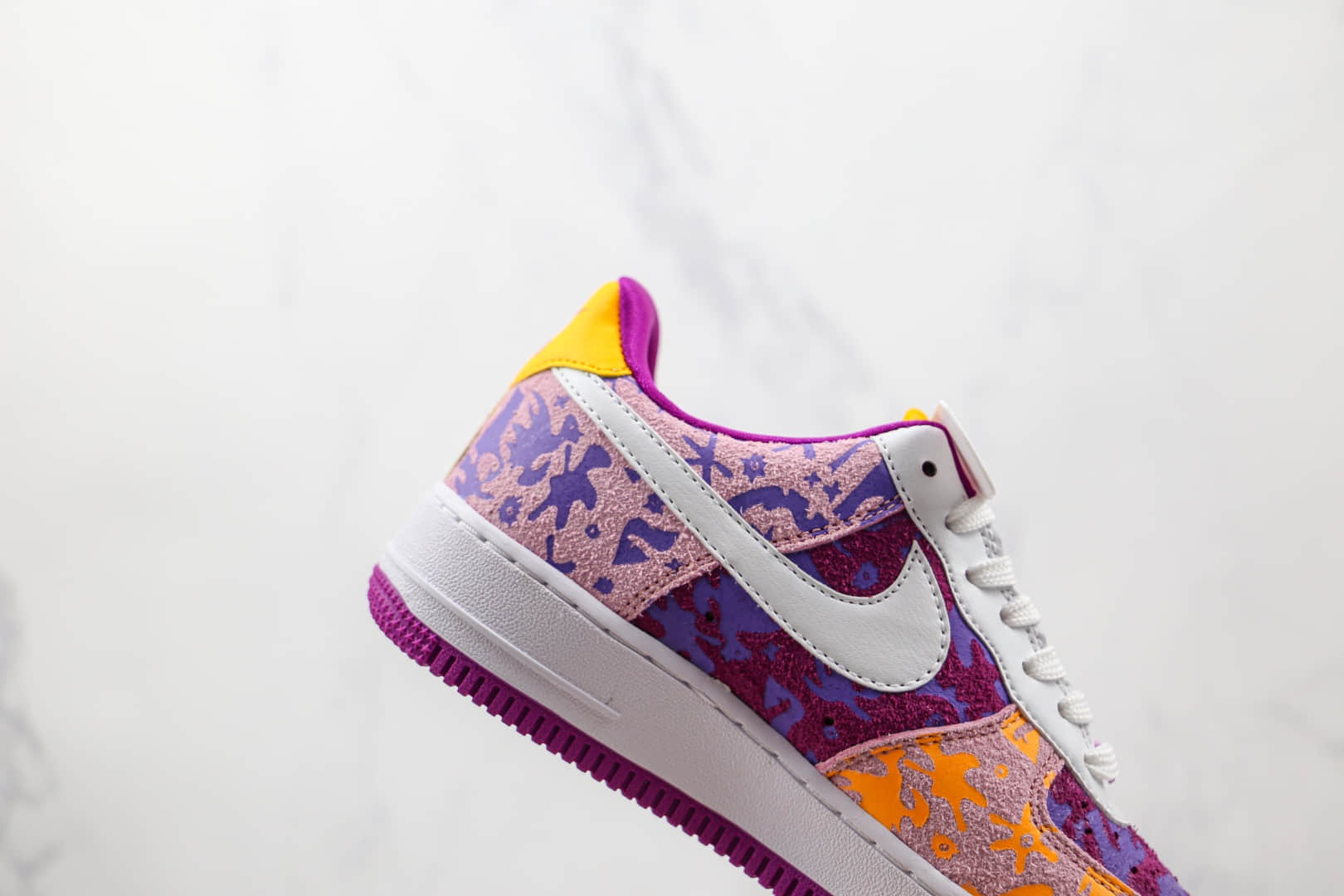 耐克Nike AIR FMRCE 1‘07纯原版本低帮空军一号彩色枫叶印花白粉紫黄色板鞋原档案数据开发 货号:DD5516-584