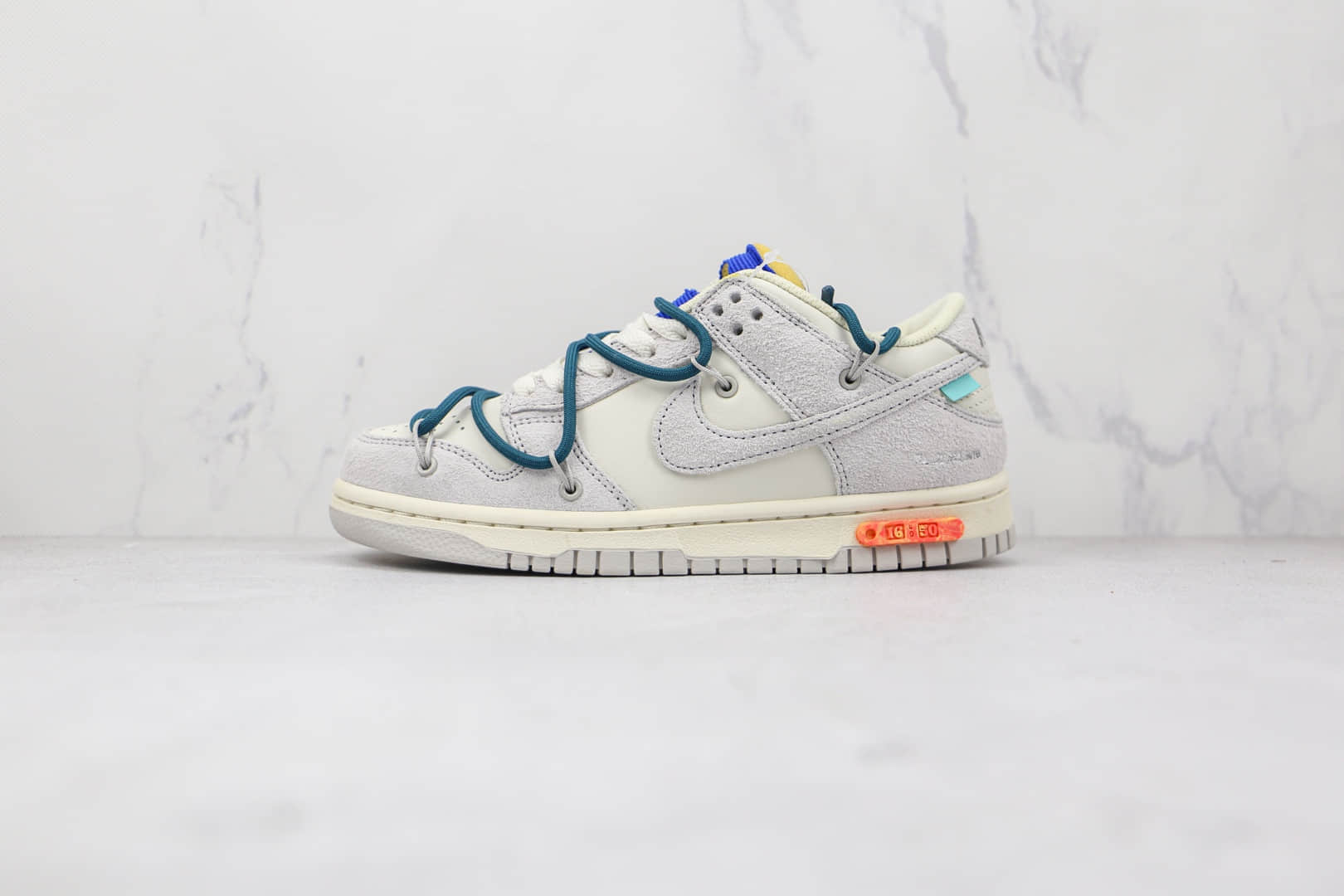 耐克Nike Dunk Low 50 x Off-White联名款纯原版本低帮DUNK麂皮灰白绿色板鞋原楦头纸板打造 货号:DJ0950-111