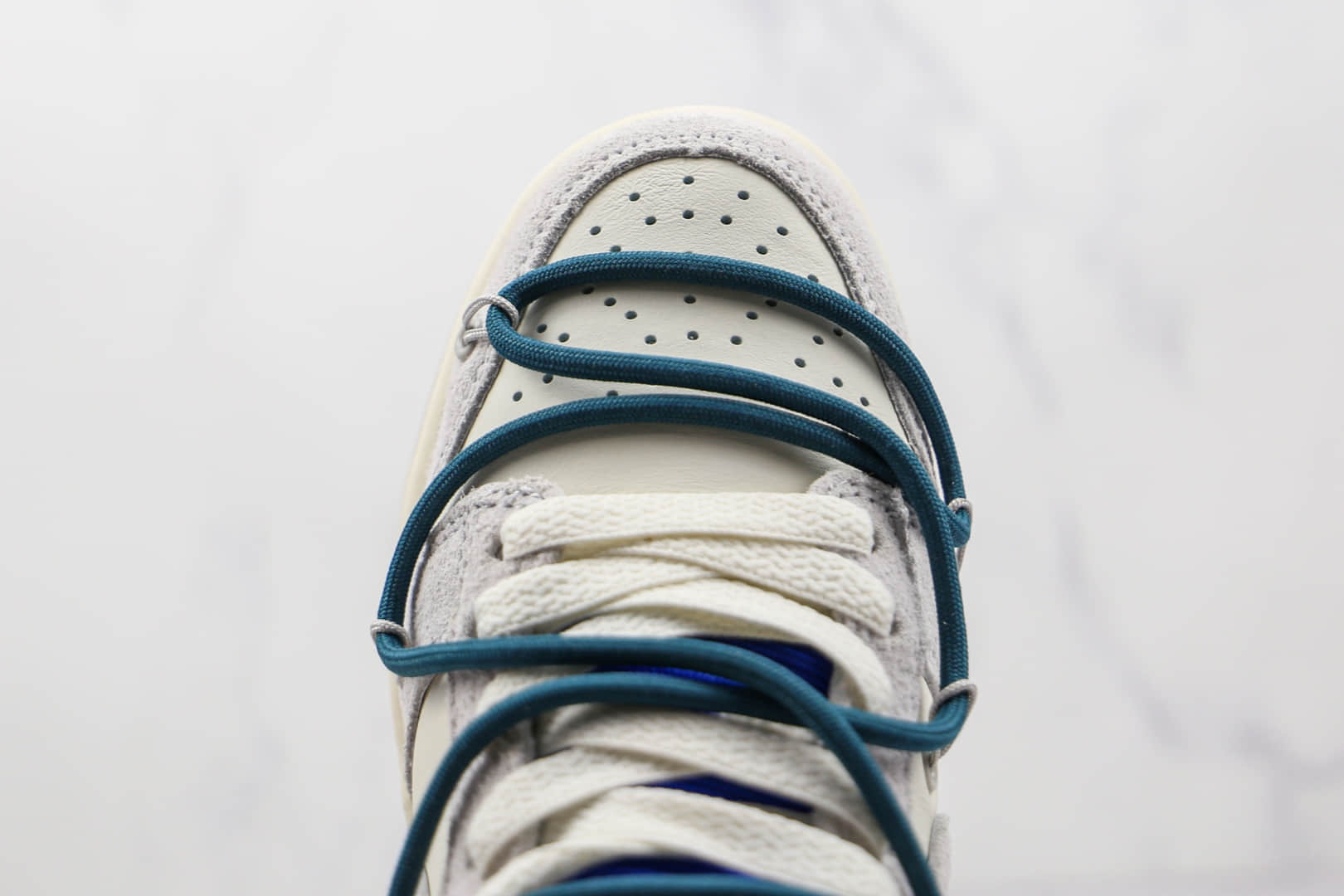 耐克Nike Dunk Low 50 x Off-White联名款纯原版本低帮DUNK麂皮灰白绿色板鞋原楦头纸板打造 货号:DJ0950-111