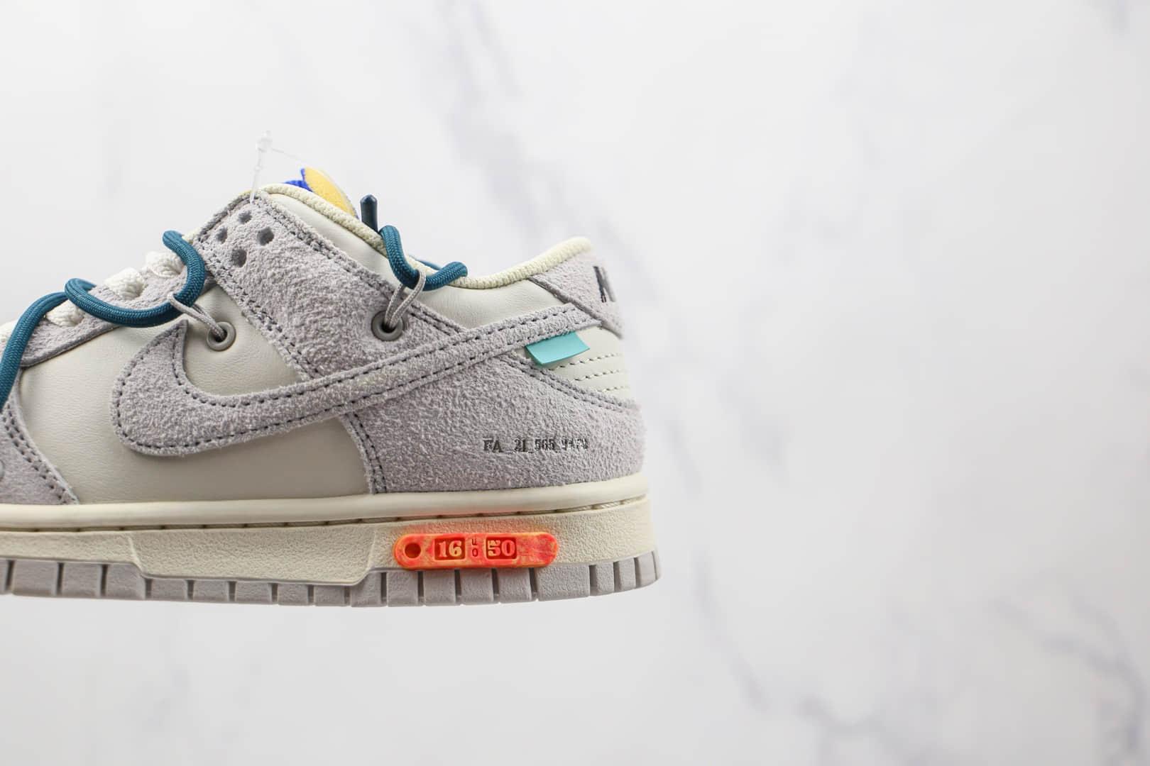 耐克Nike Dunk Low 50 x Off-White联名款纯原版本低帮DUNK麂皮灰白绿色板鞋原楦头纸板打造 货号:DJ0950-111