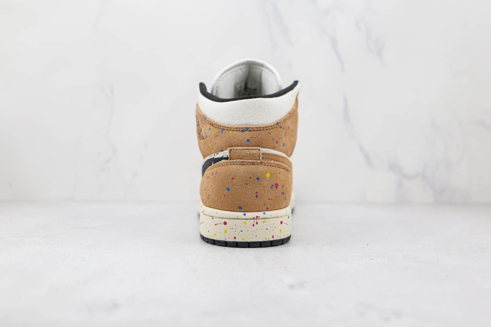 乔丹Air Jordan 1 Mid纯原版本中帮AJ1水彩油画泼墨篮球鞋原楦头纸板打造 货号:DA8005-100