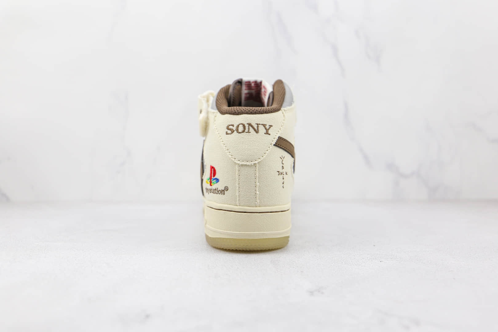 耐克Nike Air Force 1 x Travis Scott x Playstation三方联名款纯原版本中帮空军一号米褐色倒勾板鞋原楦头纸板打造 货号:BQ5828-202