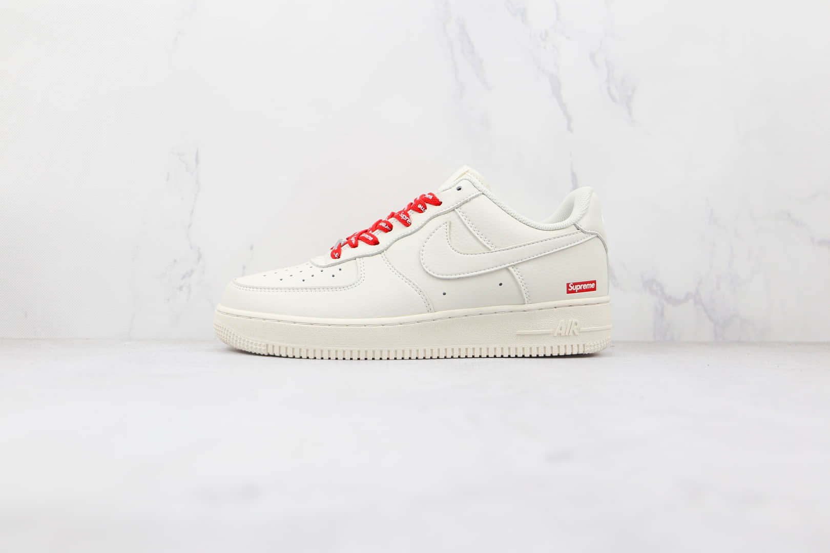 耐克Nike Air Force 1 x Supreme联名款纯原版本低帮空军一号米色板鞋内置气垫 货号:CV9225-126