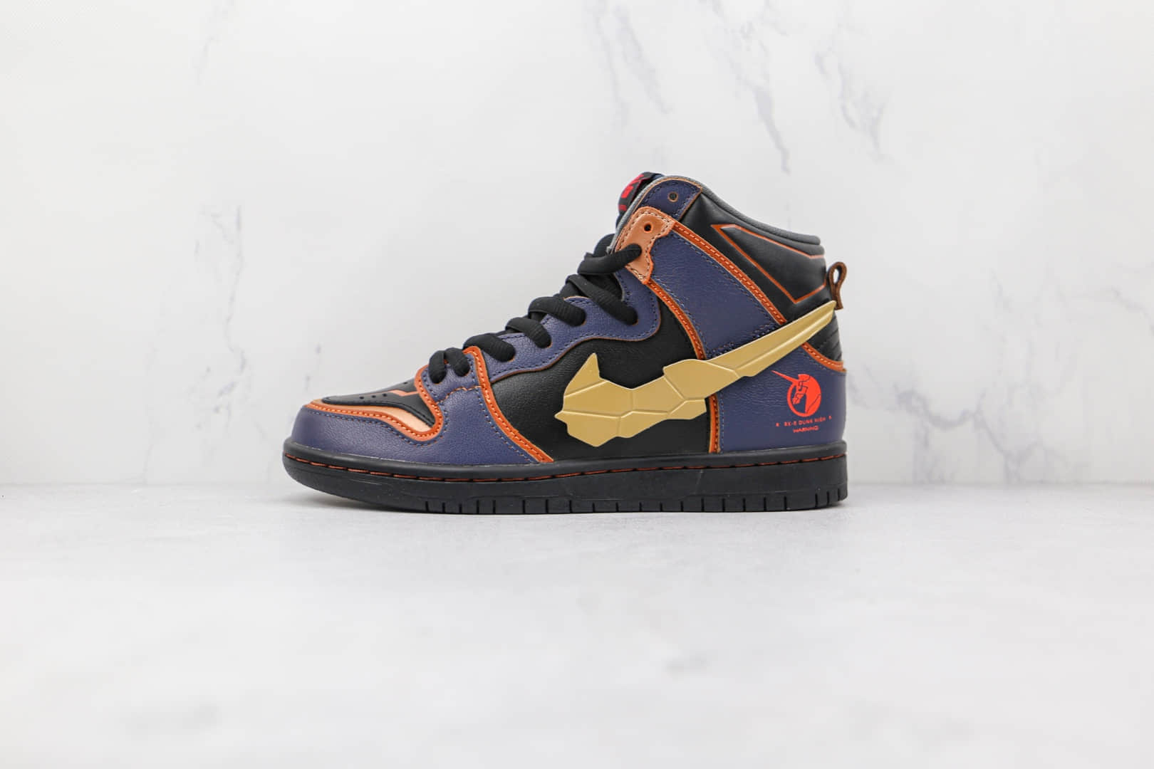 耐克Nike SB Dunk High Pro纯原版本高帮SB DUNK高达联名款黑蓝色换钩板鞋原楦头纸板打造 货号:DH7717-400